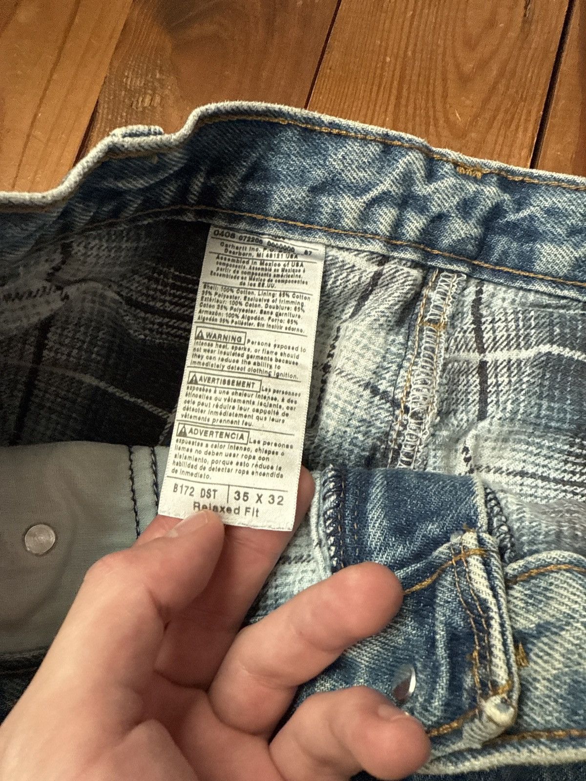 Carhartt Vintage 90s Carhartt Blue Denim Flannel Lined Jeans Size US 33 - 3 Thumbnail