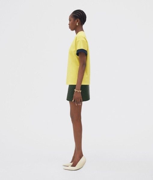 Bottega Veneta o1w1db10824 Double Layered Cotton Jersey T-Shirt Yellow Size S / US 4 / IT 40 - 2 Thumbnail