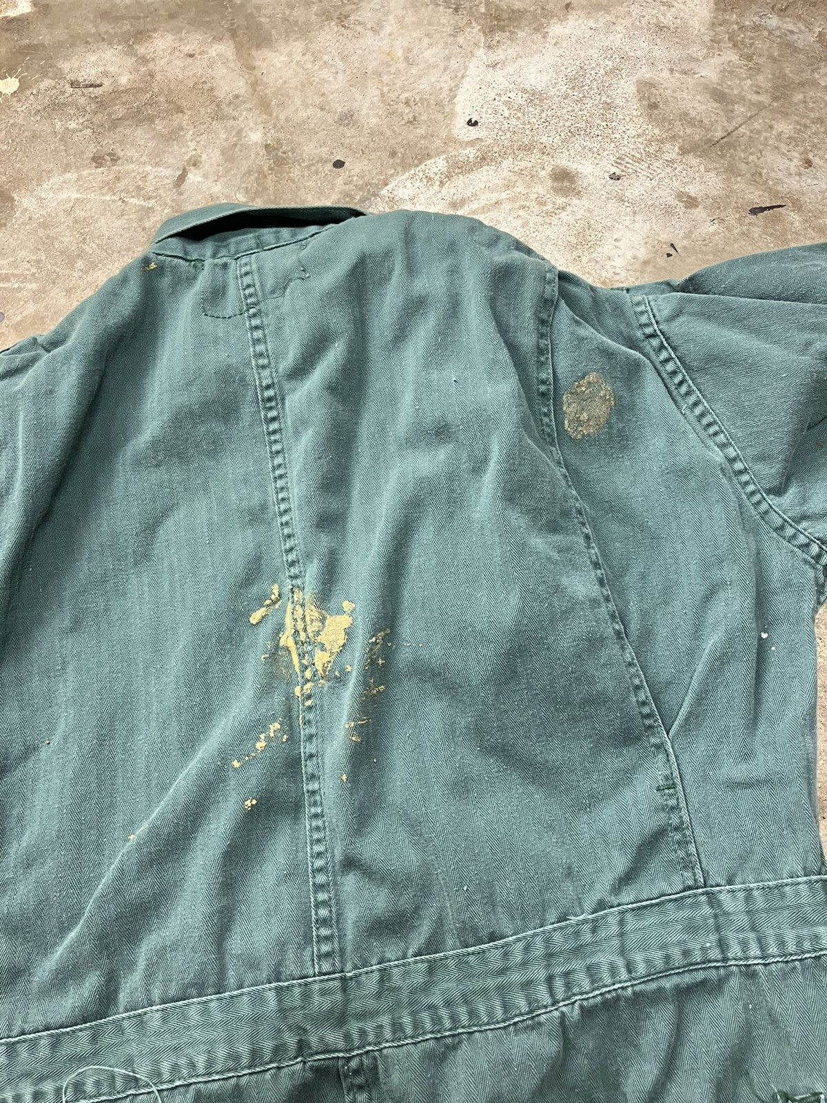 Vintage 60’s Blue Top Teal Green Herringbone Coveralls Size US 38 / EU 54 - 8 Thumbnail