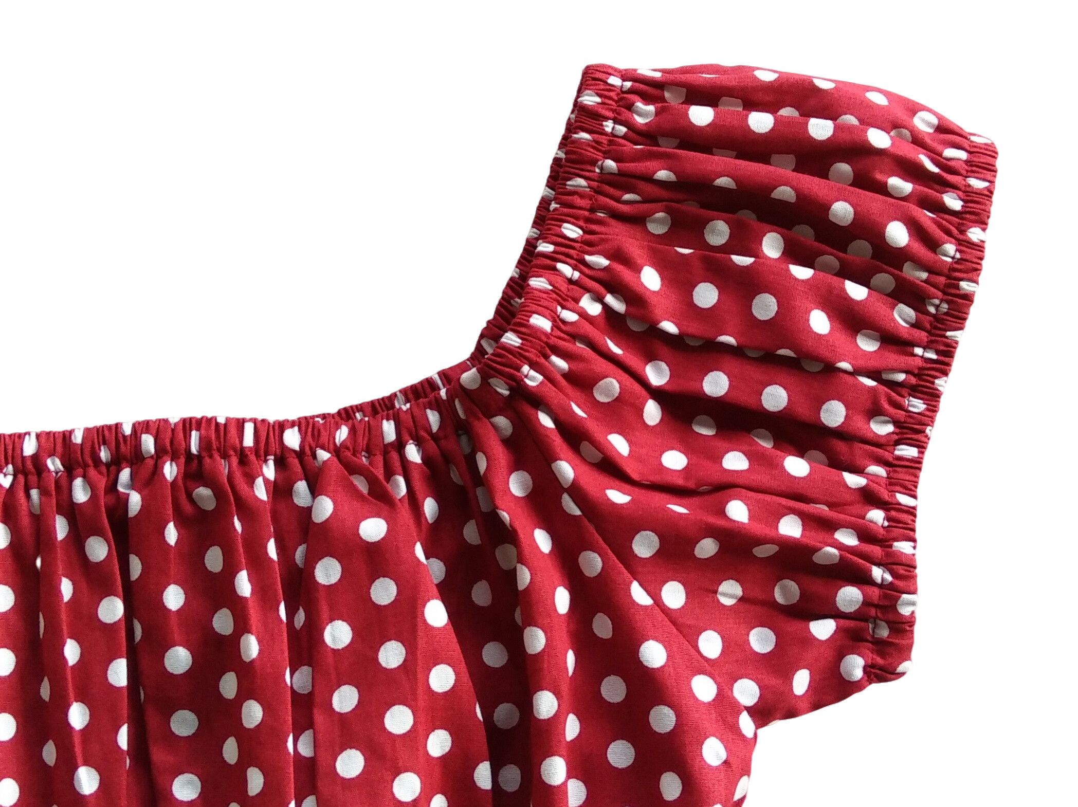 Other Vintage Polka Dots Blouses Cotton Tops Women (maroon white) Size 3XL / US 20-22 - 3 Thumbnail