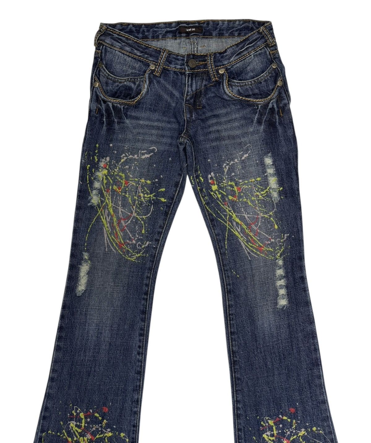 Le Grande Bleu (L.G.B.) Vintage Flared Jeans Japanese Spiral Girl Painter Bootcut Size 26" / US 2 / IT 38 - 5 Thumbnail