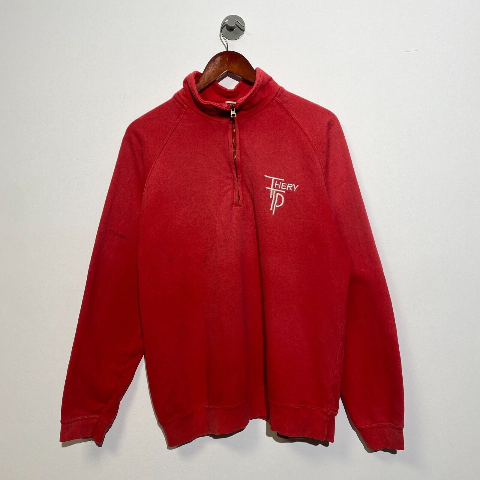 Vintage Vintage Unisex Red Cotton Sweatshirt Size L Washed 90s Size US L / EU 52-54 / 3 - 3 Thumbnail