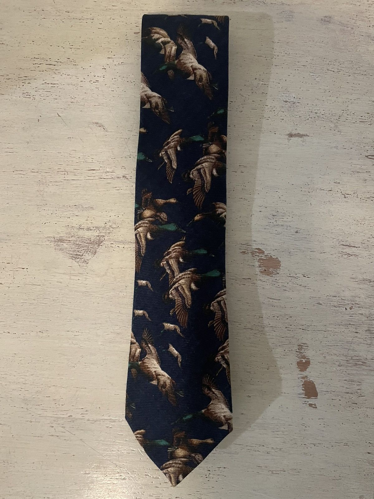 Paul Stuart × Vintage Rare Flying Mallard Print Wool Tie Size ONE SIZE - 1 Thumbnail