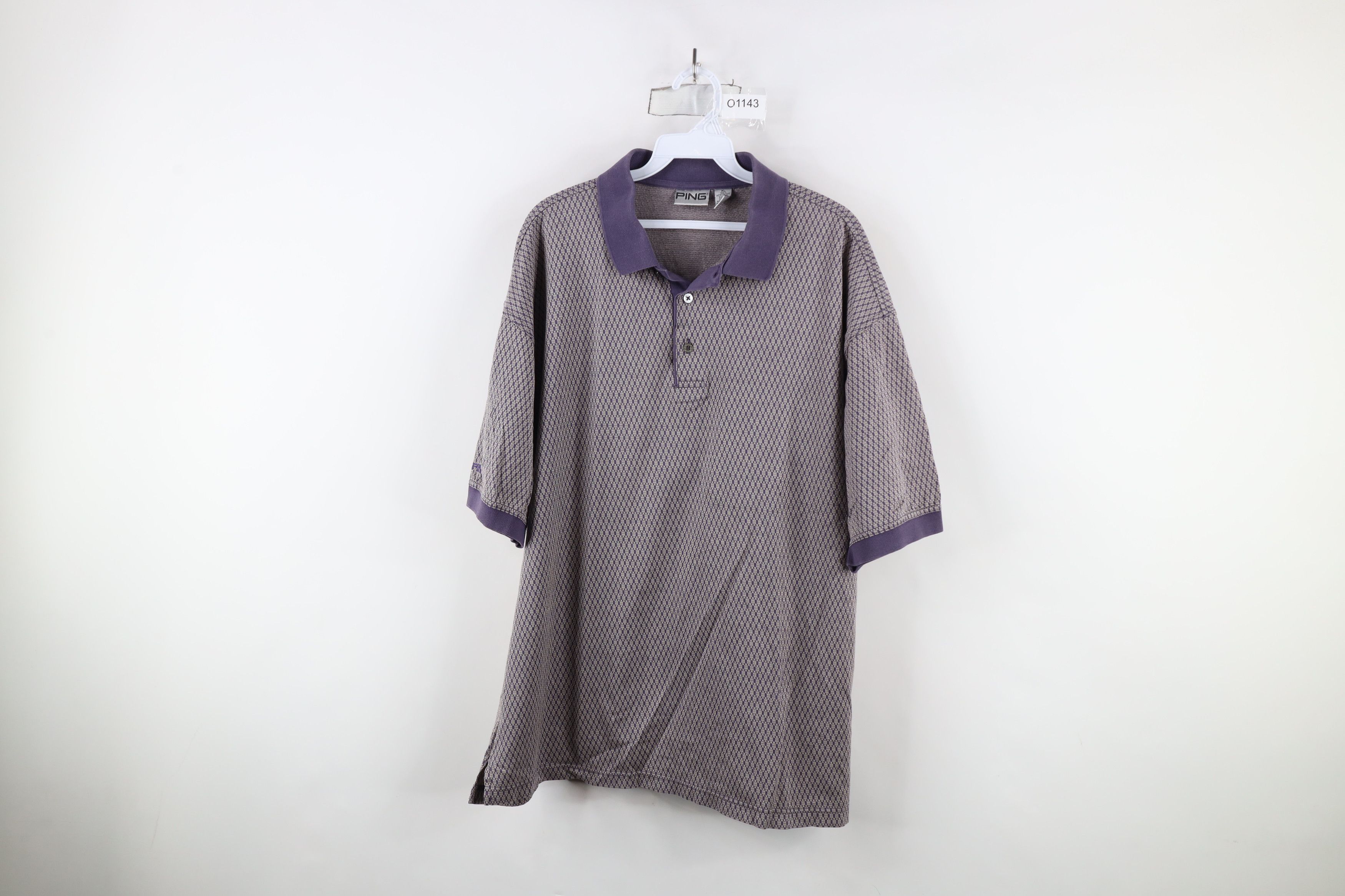 Vintage Vintage 90s Ping Golf Spell Geometric Knit Polo Shirt Purple Size US XL / EU 56 / 4 - 1 Thumbnail