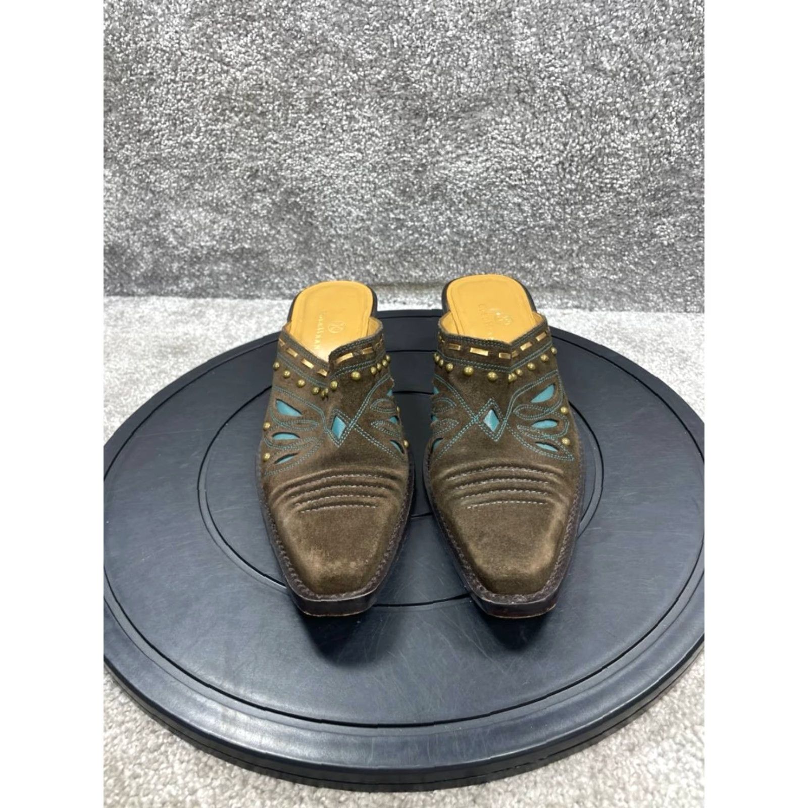 Cole Haan Y2k Cole Haan Heels Womens Size 8 Brown Suede Morgan Mules Studded Casual Sandal Block Heel Vintage: No Shaft: Mule Size US 8 / IT 38 - 4 Thumbnail