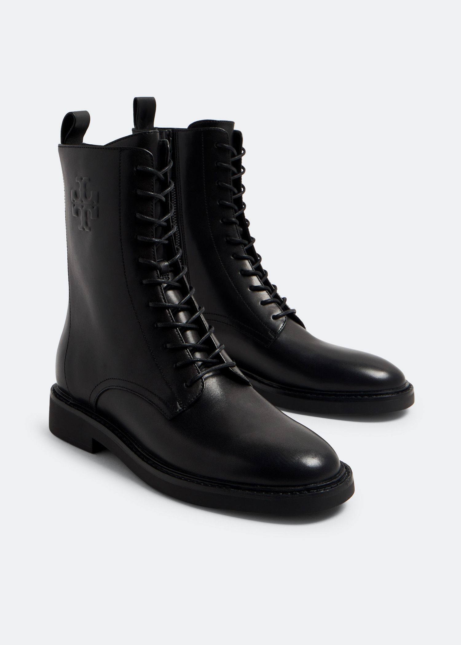 Tory Burch o1s22i1n1024 Double T Combat Boots in Black Size US 7 / IT 37 - 5 Thumbnail