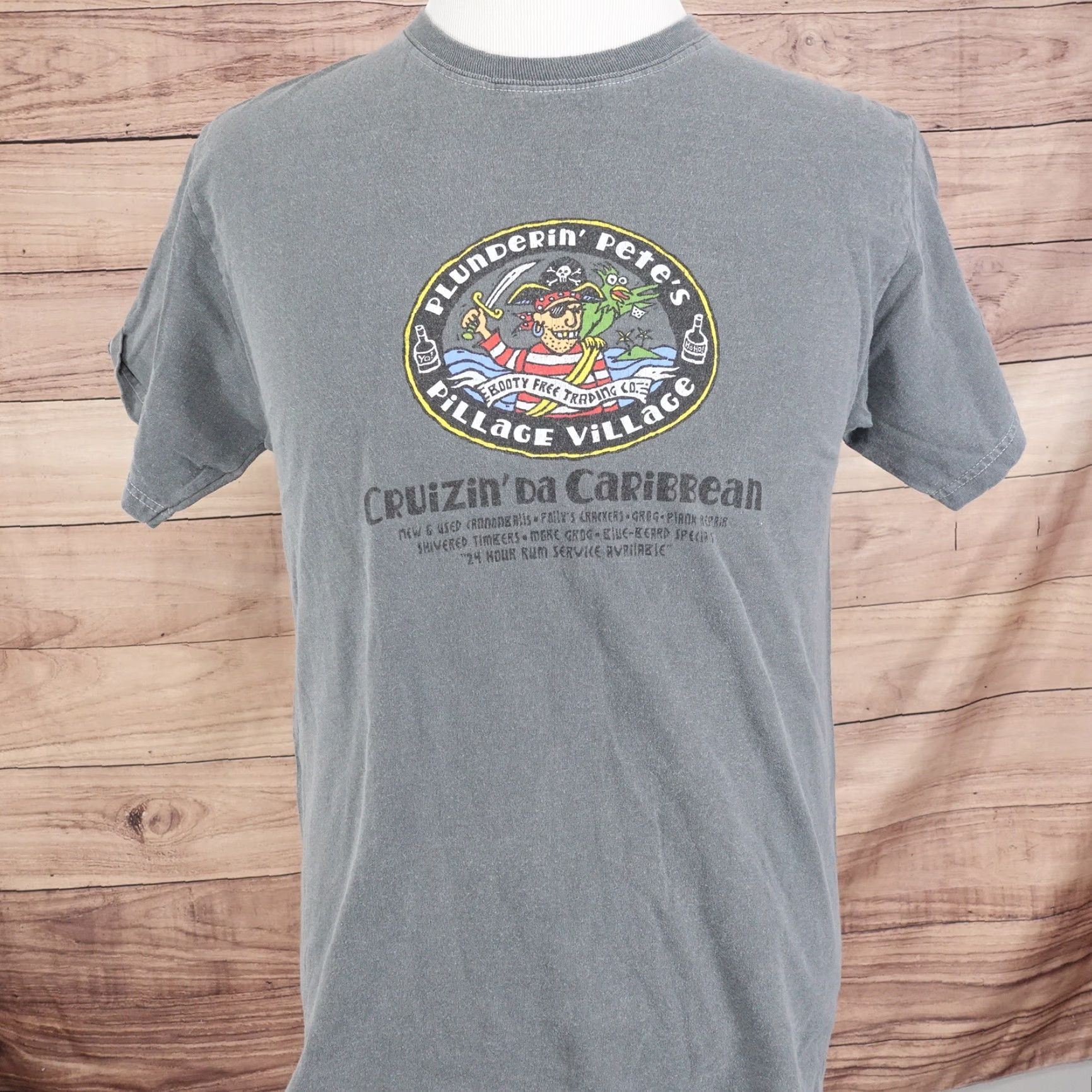 Hanes Vintage Pirate T-Shirt Unisex Adult Medium Gray Crew Neck Short Sleeve Cotton 90s Pirate Navy Size US M / EU 48-50 / 2 - 4 Thumbnail