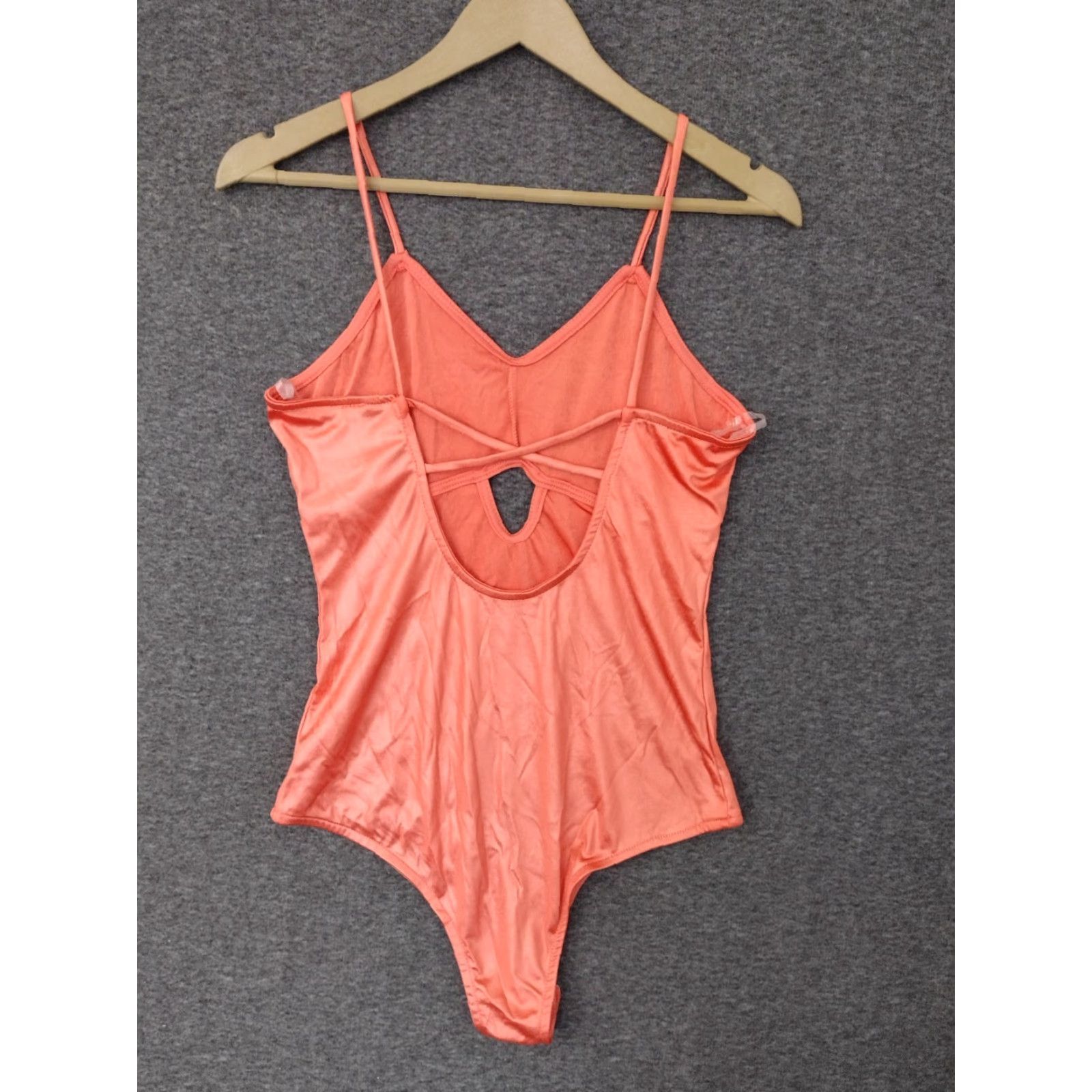 Vintage Codigo Women's One Piece Peach Keyhole Spaghetti Strap Swimsuit L Size ONE SIZE - 2 Thumbnail