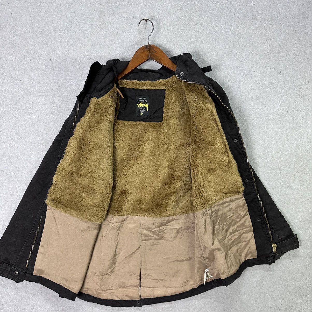 Stussy Vintage Stussy Hooded Jacket Sherpa Lined Black Workwear Size US S / EU 44-46 / 1 - 3 Thumbnail