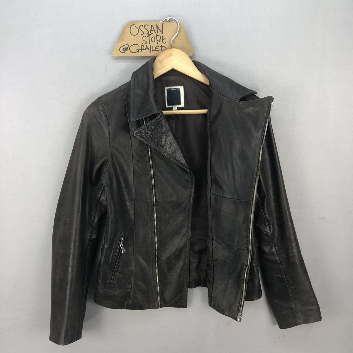 Japanese Brand 🇯🇵 Y. Fukuyama Asymmetrical Cowhide Leather Jacket Size S / US 4 / IT 40 - 4 Thumbnail