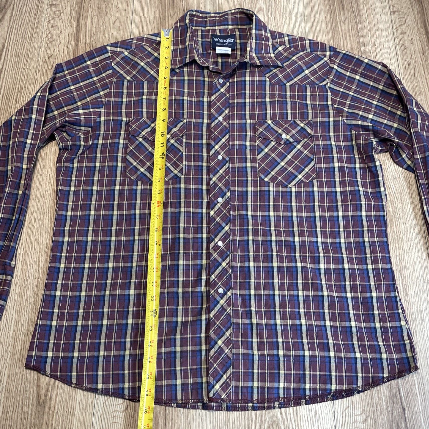 Wrangler VTG Wrangler Shirt Western Plaid Blue Mens XL Pearl Snap Short Sleeve Button-Up Casual Size US XL / EU 56 / 4 - 3 Thumbnail