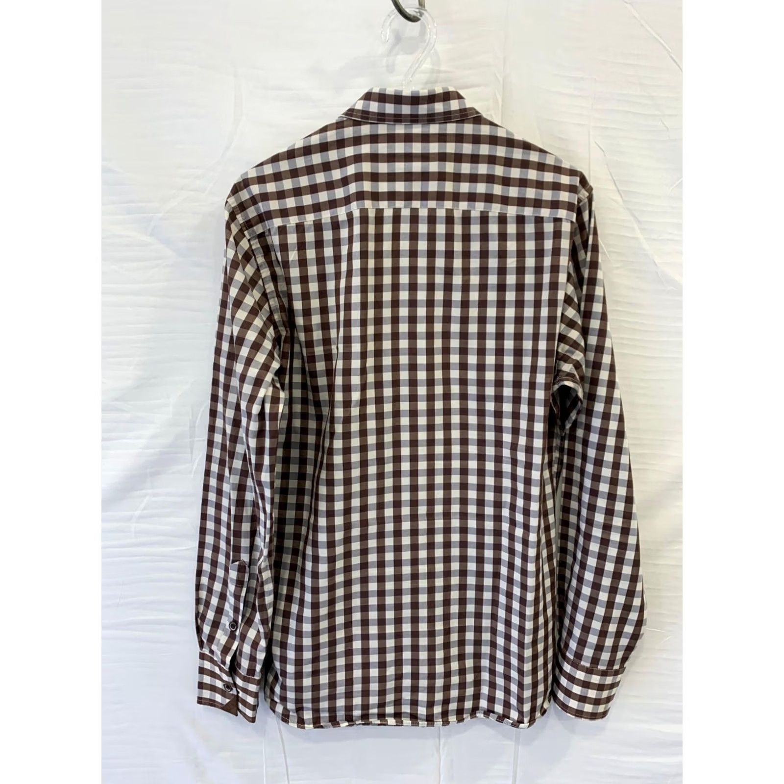 Giorgio Armani Giorgio Armani Le Collezioni Dress Shirt Brown Check Long Sleeve M Mens Size 40R - 2 Thumbnail