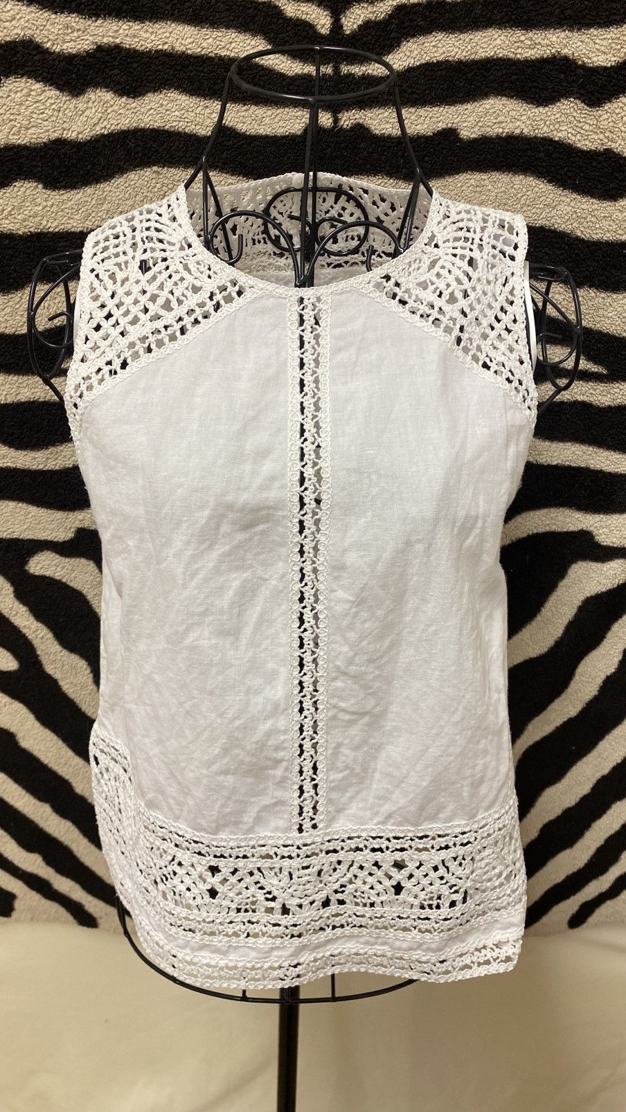 Vintage White sleeveless cotton tunic Size S / US 4 / IT 40 - 3 Thumbnail