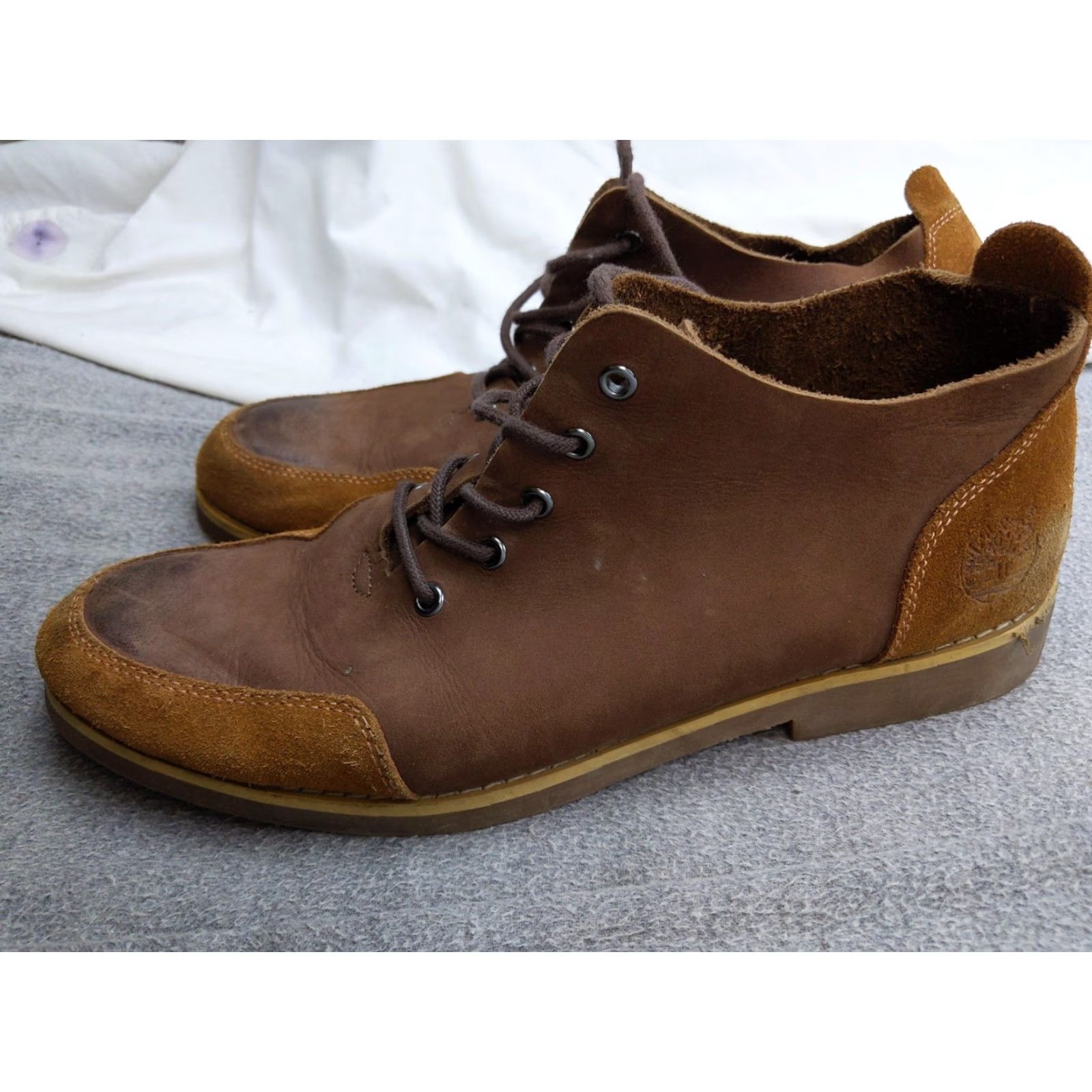 Timberland Timberland Chukka Boots Mens 12 Brown Leather Suede Ankle Casual Ortholite Leather Insole Rubber Outsole - Mens Shoes size 12 Brown Size US 12 / EU 45 - 2 Thumbnail
