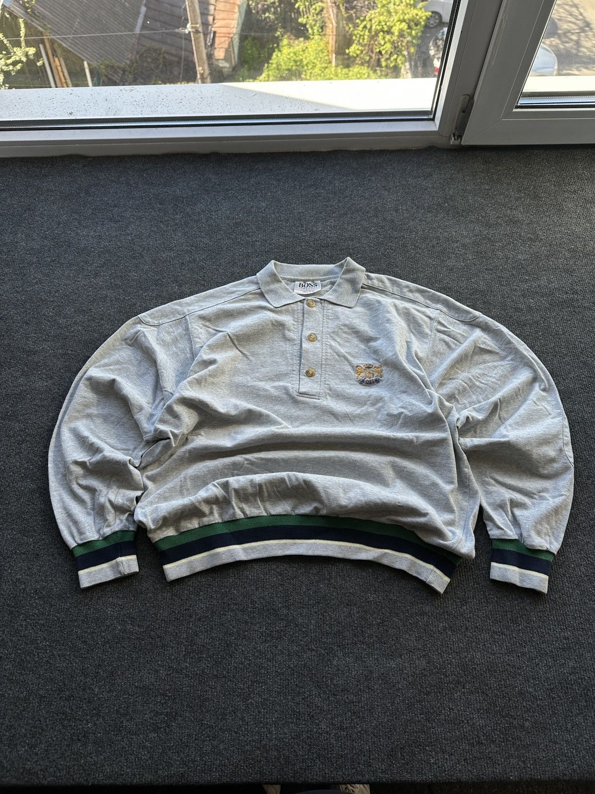 Hugo Boss 🚨 HUGO BOSS VINTAGE GRAY LONGSLEEVE POLO LUXURY RUGBY Size US M / EU 48-50 / 2 - 1 Thumbnail