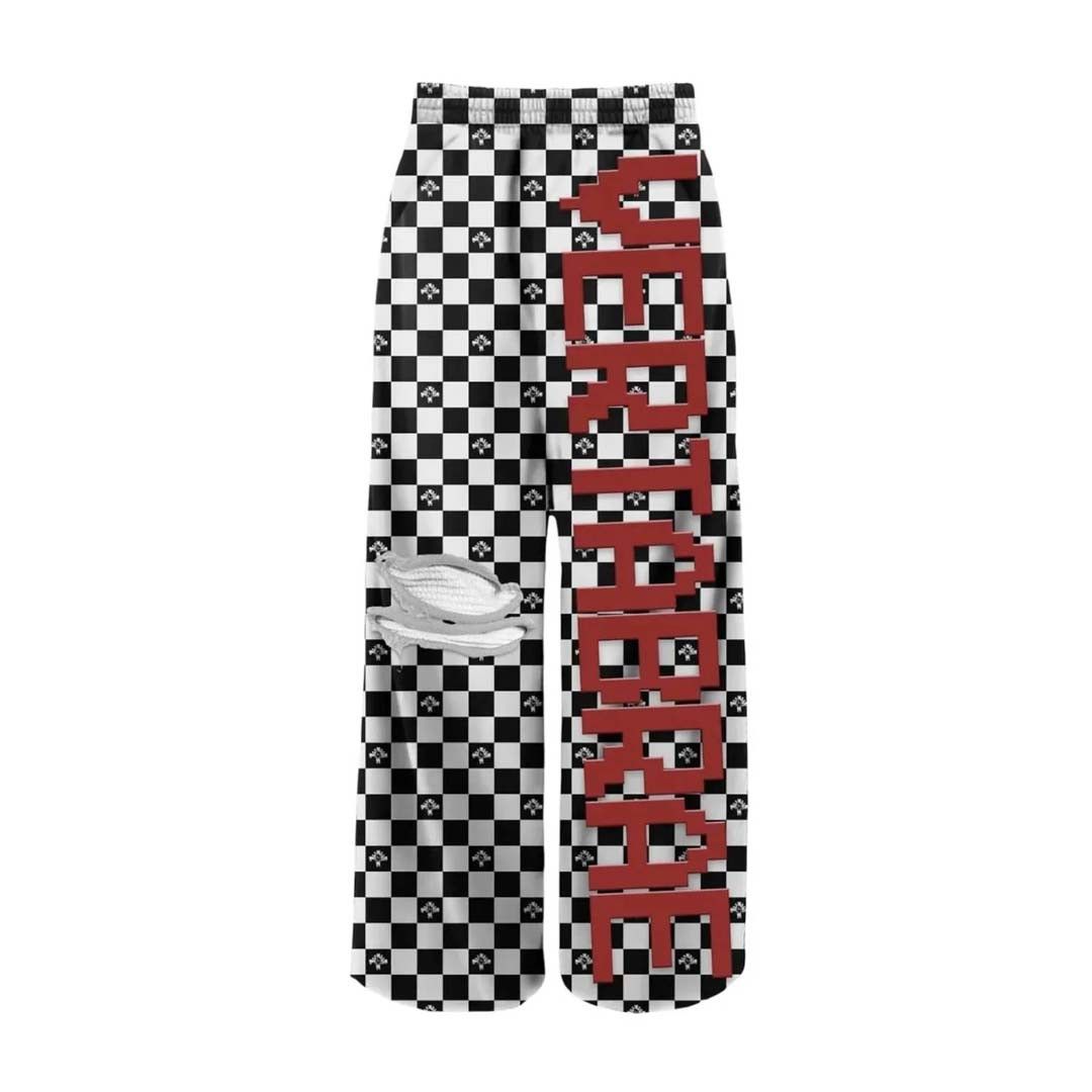 Vertabrae Checkered Grid Sweatpants White Red Size US 38 / EU 54 - 1 Preview