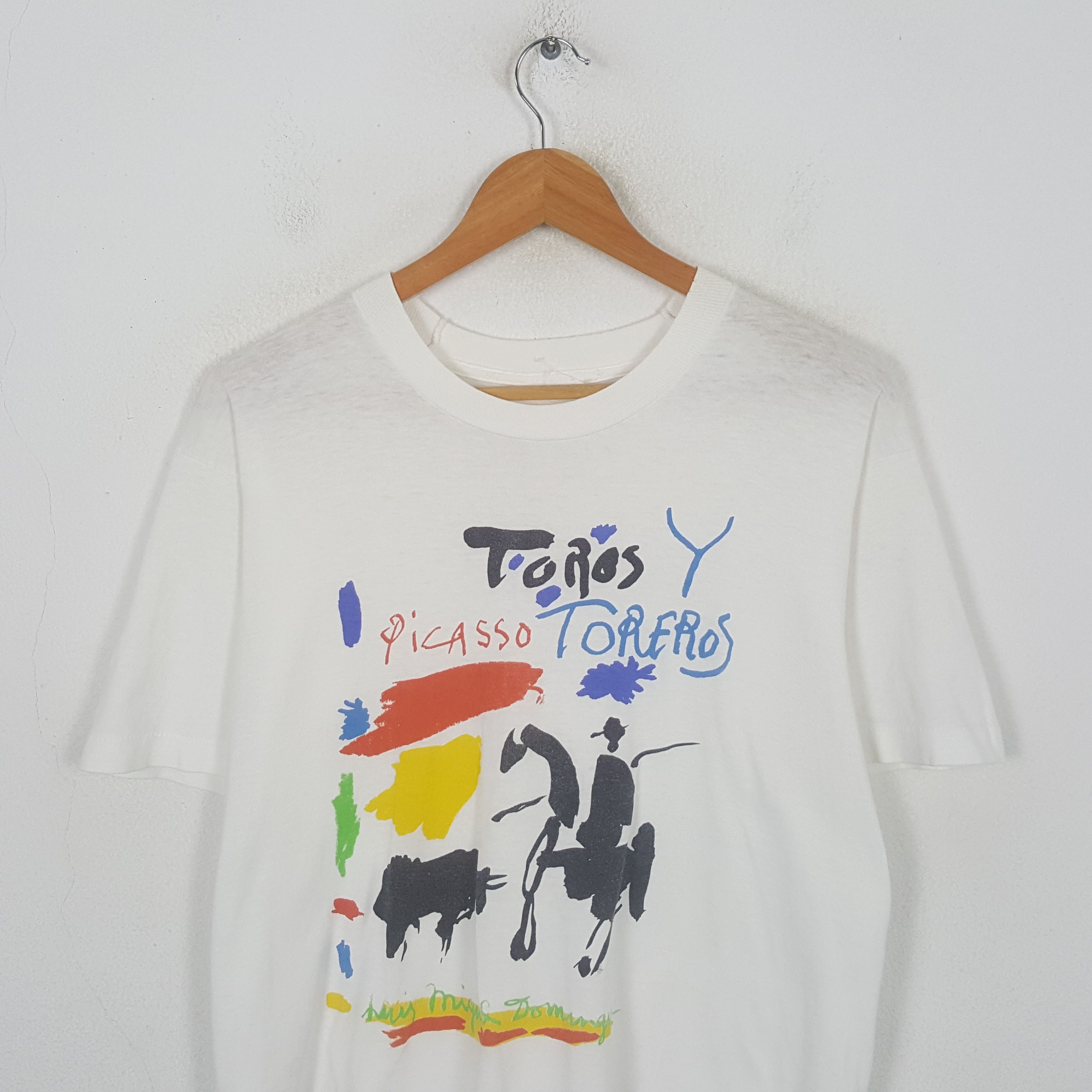 Paloma Picasso Vintage Toros Picasso Spanish Art Painting T-shirt C294N32 Size US M / EU 48-50 / 2 - 2 Thumbnail
