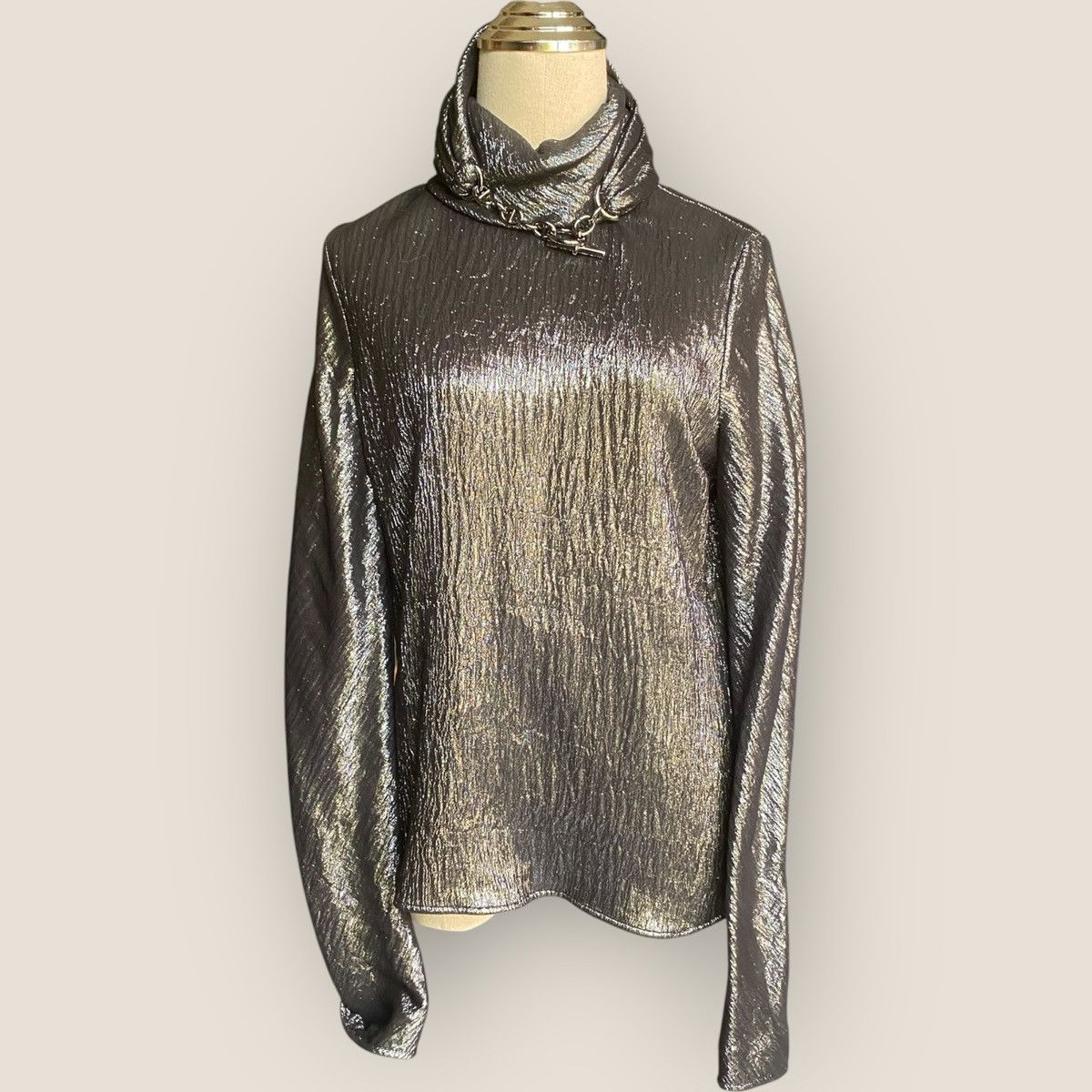 Hermes Vintage Hermes Chaine d'ancre Silver Silk Blouse Size M / US 6-8 / IT 42-44 - 2 Thumbnail