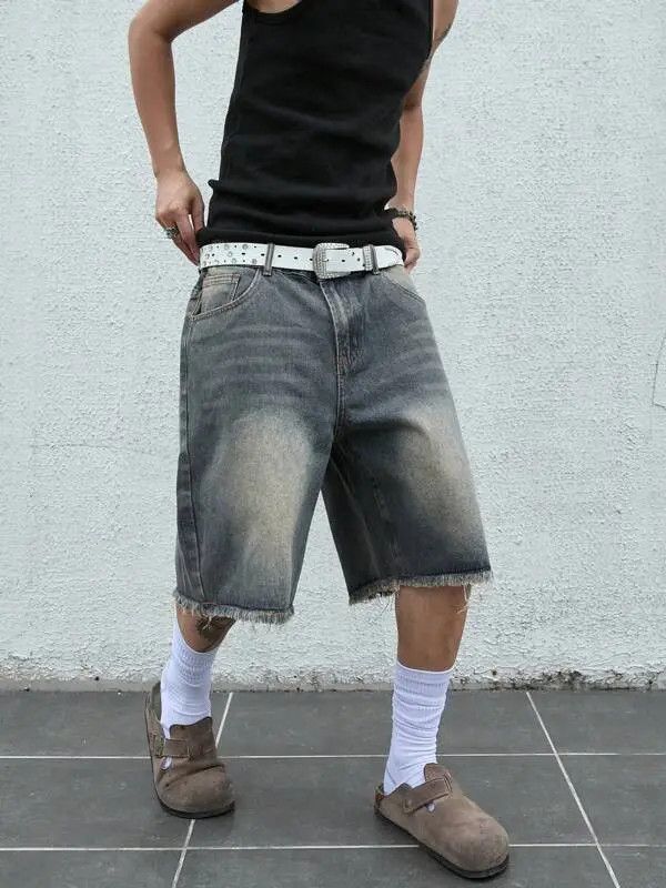 Jean Koyama x Miho Jorts Vintage Washed Distressed Denim Size US 32 / EU 48 - 6 Thumbnail