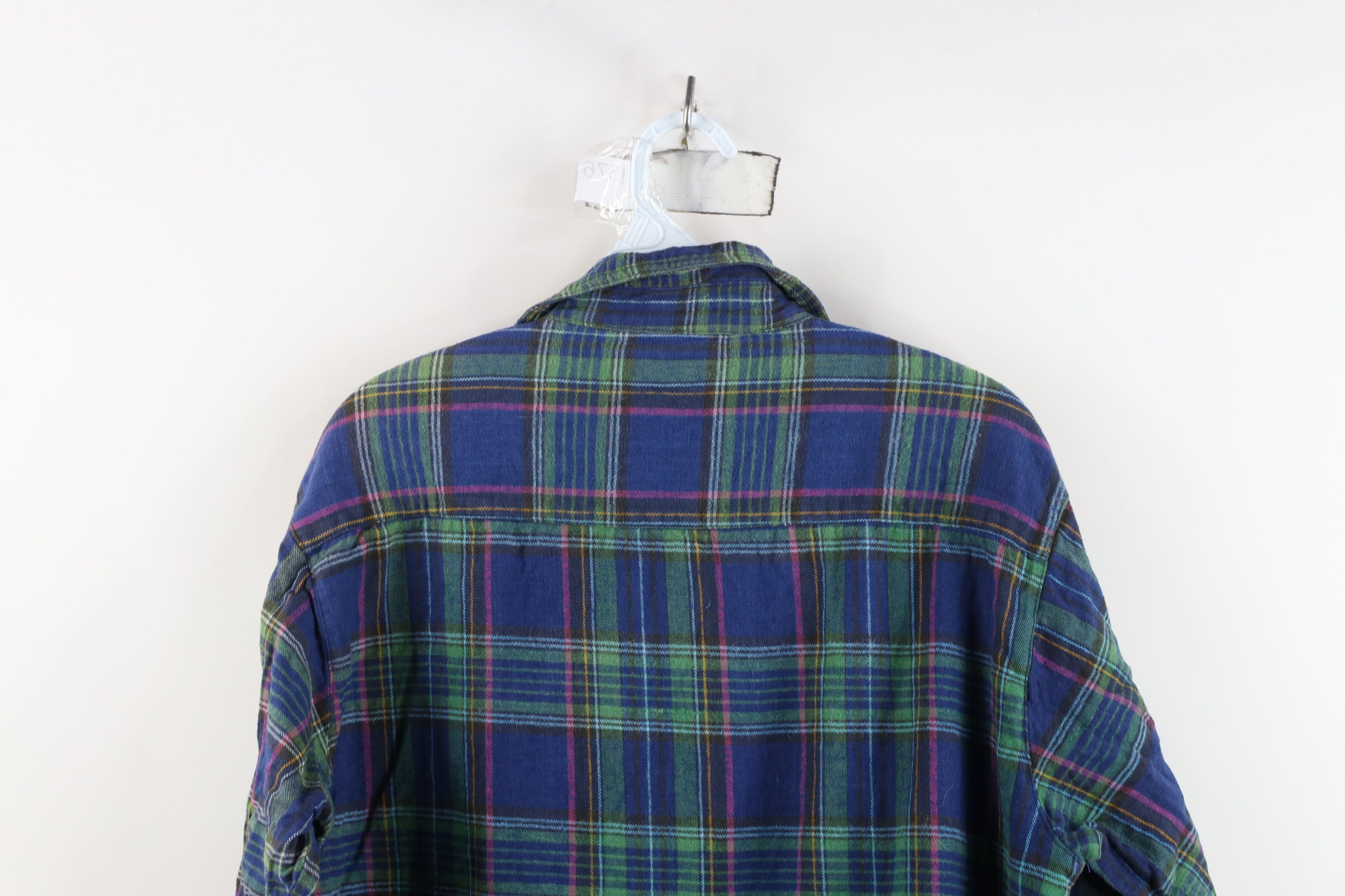 Vintage Vintage 90s Streetwear Rainbow Plaid Flannel Button Shirt Size L / US 10 / IT 46 - 10 Thumbnail