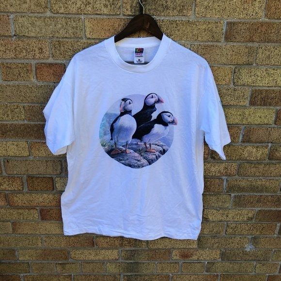 Vintage Single Stitch 1989 Puffin Stamp T Shirt XL