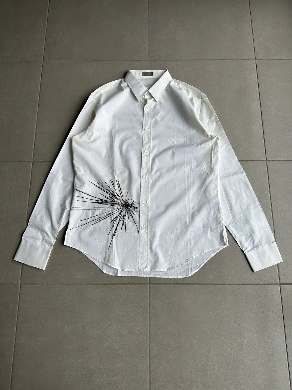 Pre-owned Dior Homme Aw06 "these Grey Days" Crystal Button Up Shirt In White