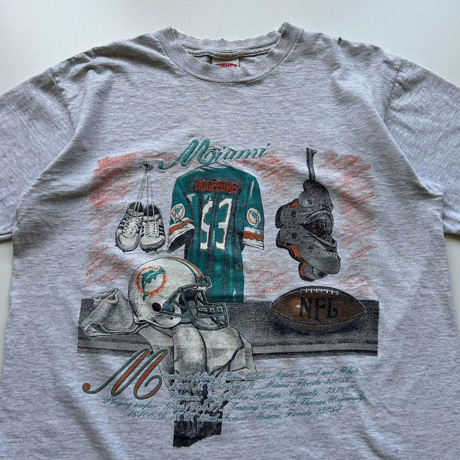 Vintage 90s Miami Dolphins NFL T Shirt XL Nutmeg Made In USA Tops