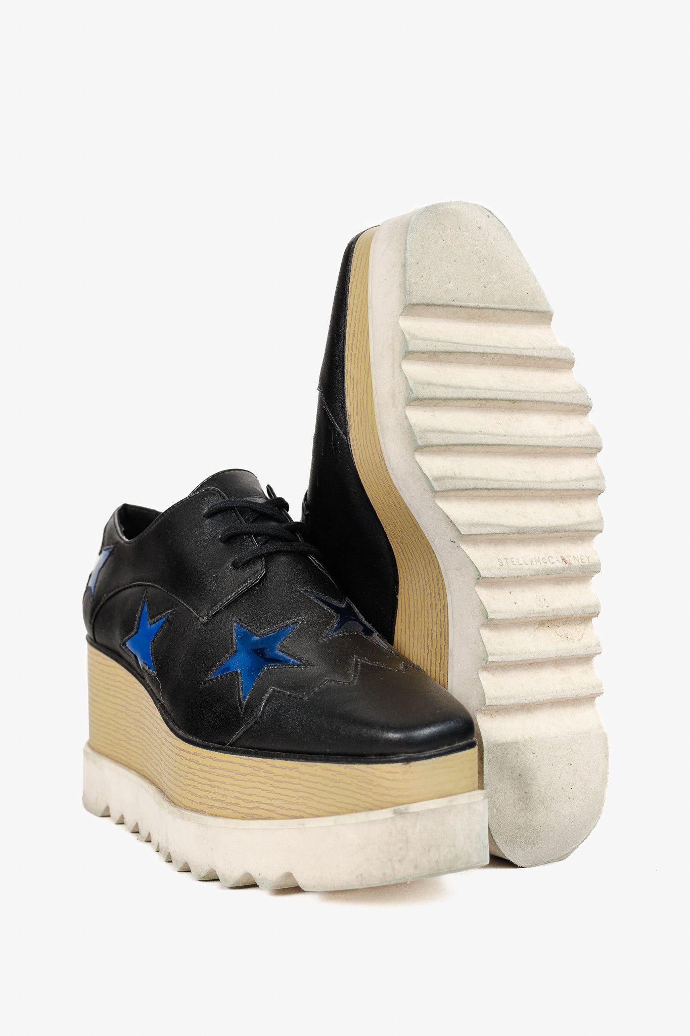 Stella McCartney Elyse Star Vegan-Leather Lace-Up Platforms