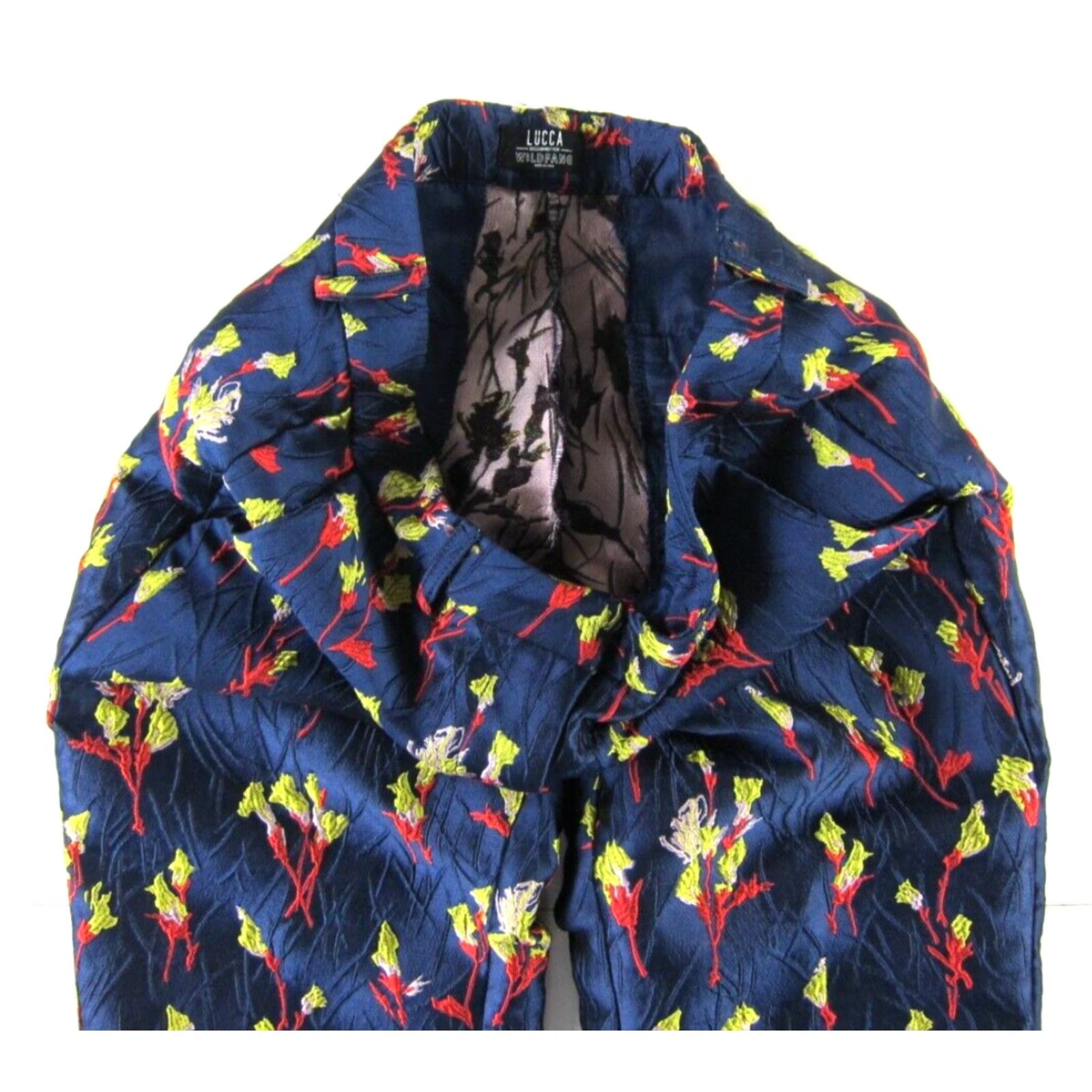 Wildfang Wildfang Lucca Blue Satin Floral Pocket Chino Pant XS Women Regular Tapered Pockets Pant Size 26" / US 2 / IT 38 - 4 Thumbnail