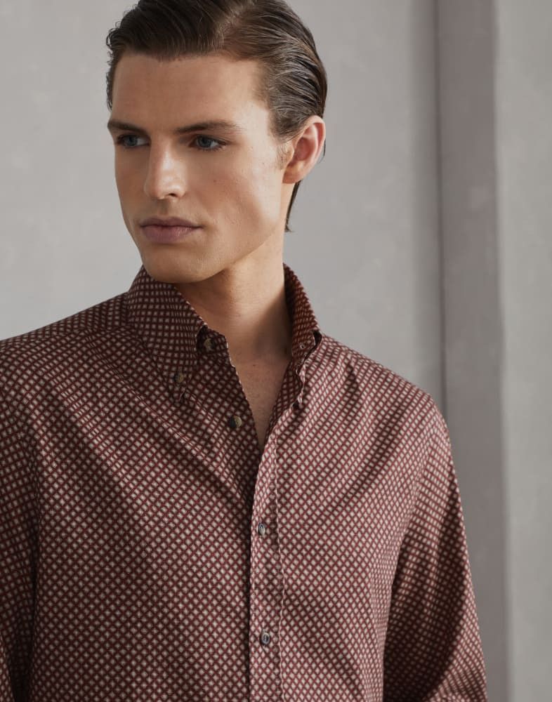 Brunello Cucinelli o1w1db10825 Shirt in Brown Size US L / EU 52-54 / 3 - 2 Thumbnail