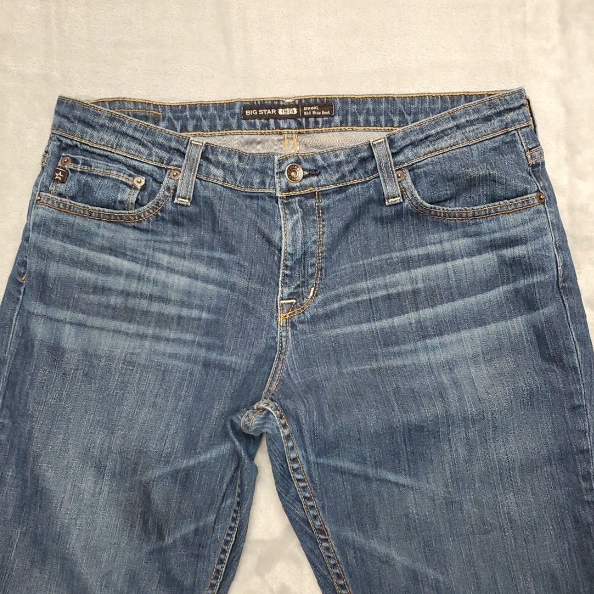 Denime VINTAGE Big Star Jeans Women 33 L Blue Denim Hazel Mid Rise Boot Cut Western cowboy Pant Size 24" / US 00 / IT 34 - 3 Thumbnail