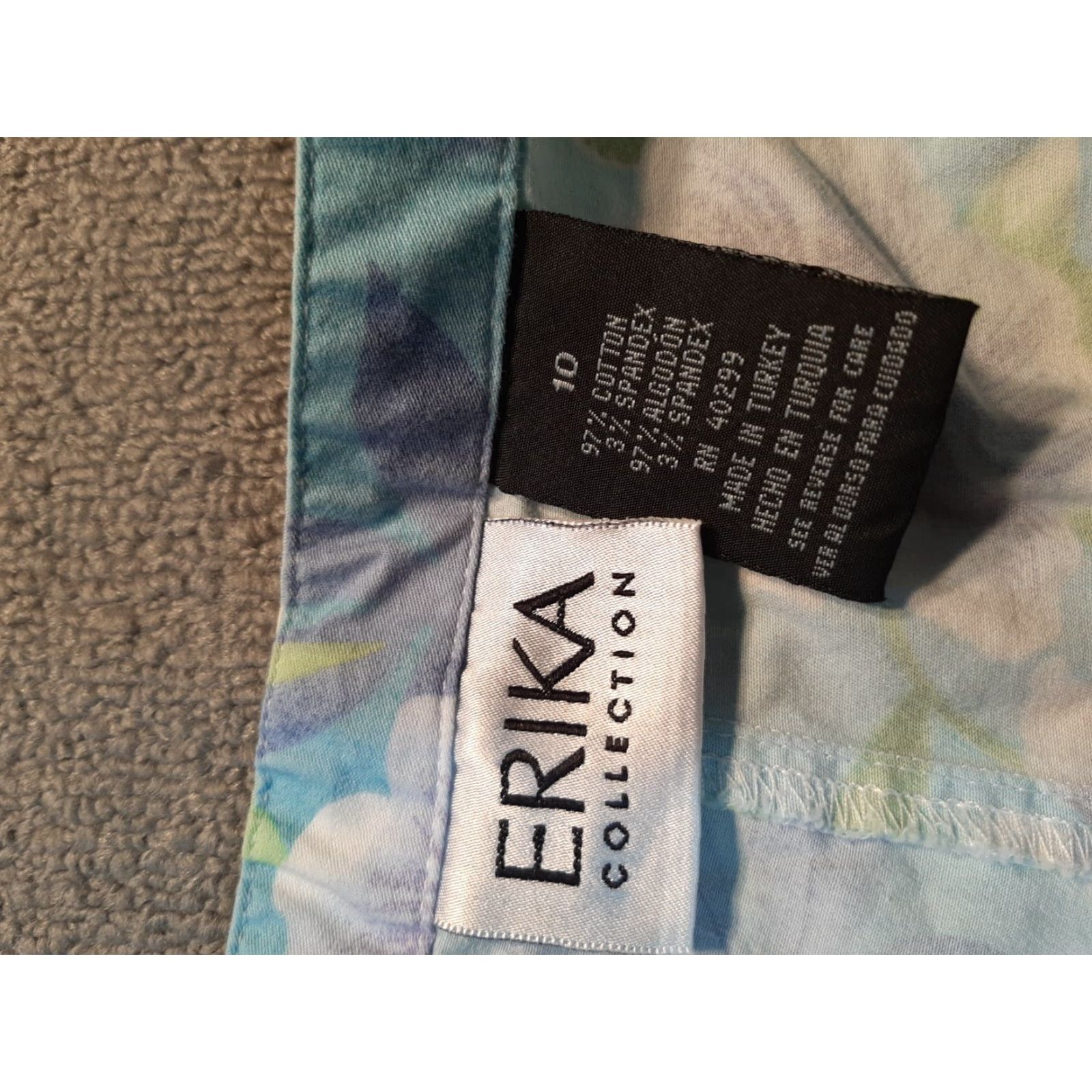 Vintage ERIKA Pants Women Blue Floral Size 10 Womens Regular Floral Pattern Ankle Pants Size 32" / US 10 / IT 46 - 5 Thumbnail