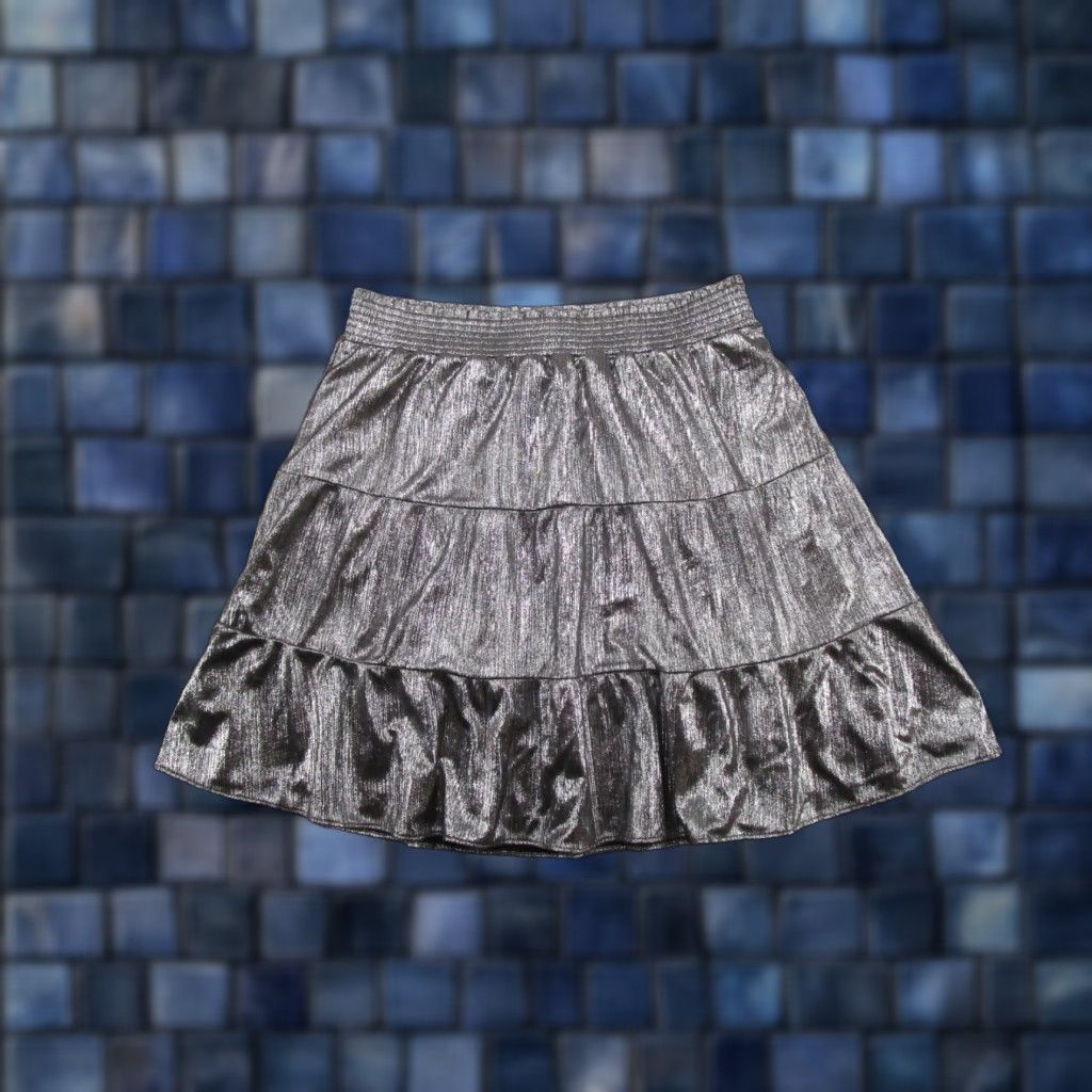 Loft VINTAGE LOFT Womens Skirt A-Line Size S Silver Metallic Sparkle Short Size 28" / US 6 / IT 42 - 1 Thumbnail