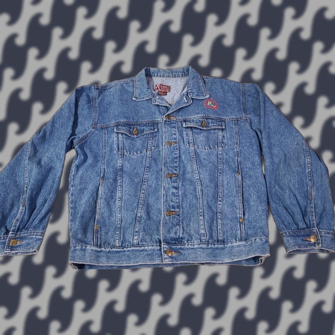 Rivieras VINTAGE Riviera Blues Denim Jacket Las Vegas 90s Nevada Mens XL Blue Jacket Size 40" / US 18 - 1 Thumbnail