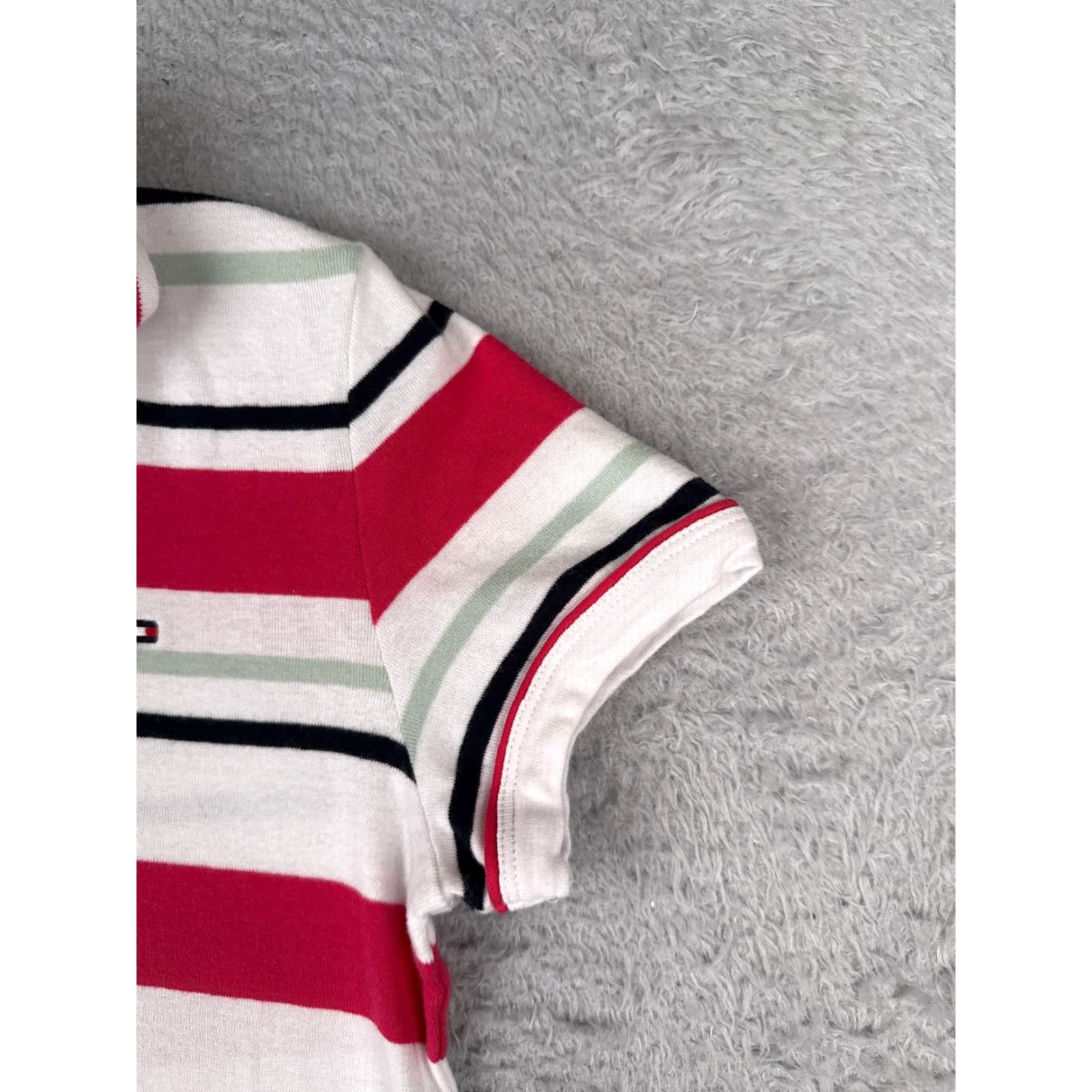 Tommy Hilfiger Tommy Hilfiger Polo Shirt Adult Small Pink Stripe Cotton Jersey Slim Fit 80s 90s American Modern Womens Size S / US 4 / IT 40 - 2 Thumbnail