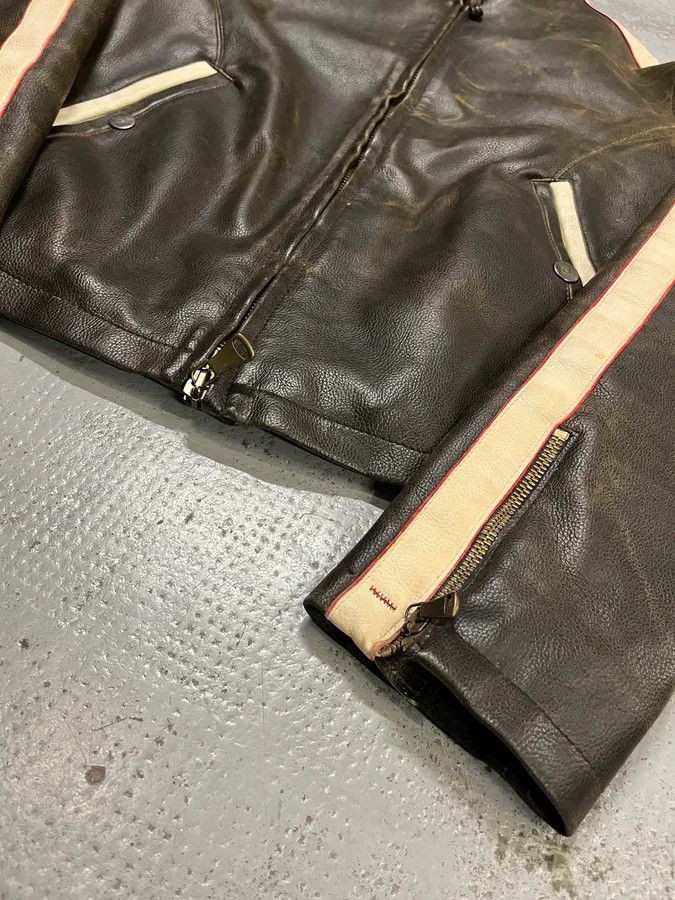 Armani 2000s Armani Brown Faded Leather Biker Jacket Size US M / EU 48-50 / 2 - 6 Thumbnail