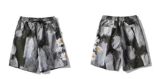 Japanese Brand 20SS Indigo Union Japan Dark Olive Ink Flowers Aloha Short Size US 32 / EU 48 - 3 Thumbnail