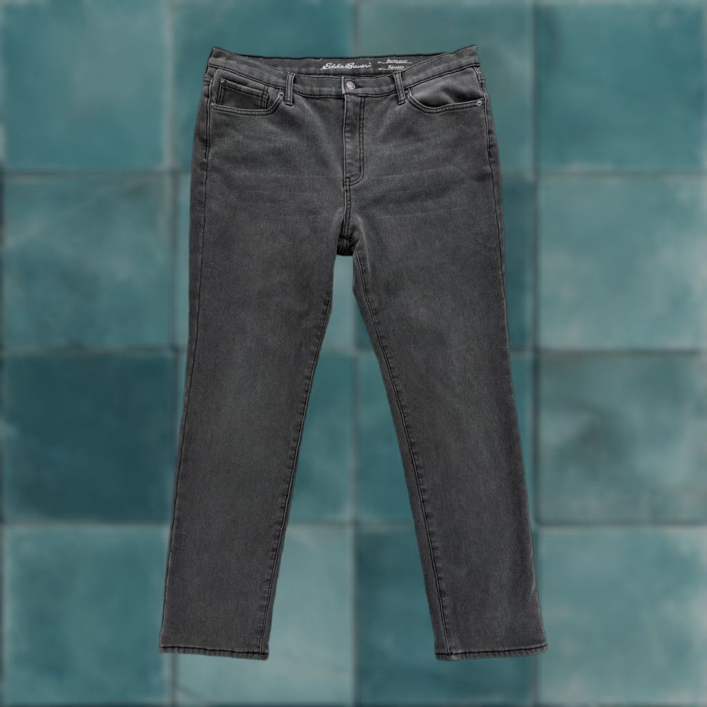 Eddie Bauer Eddie Bauer Jeans Womens 14 Gray Charcoal Wash Boyfriend Relaxed Lined Insulated Denim 5-Pocket Pockets Zip Rise High Womens Size 36" / US 14 / IT 50 - 1 Thumbnail