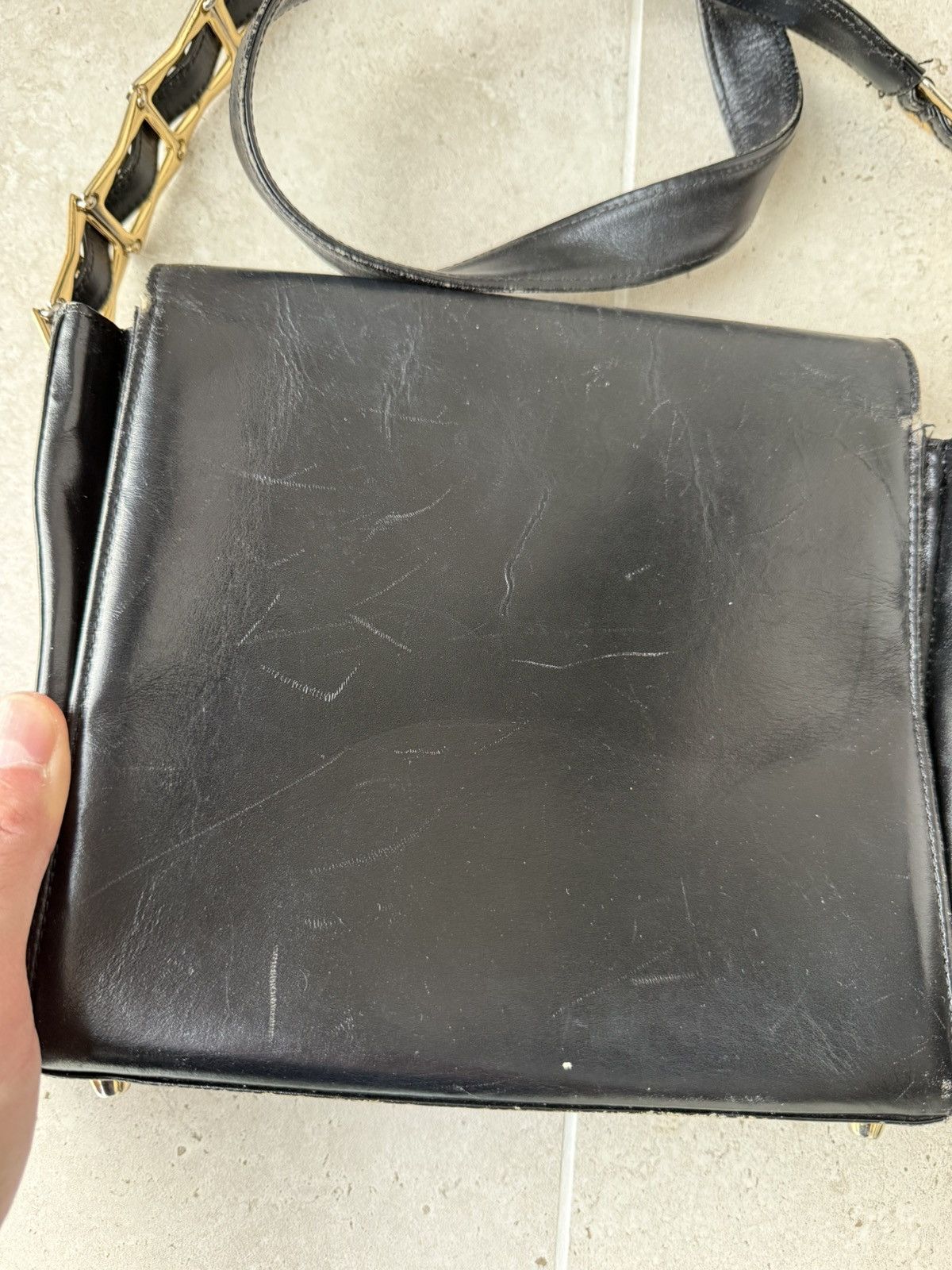 Versace Vintage Versace Black Leather Gold Shoulder Bag Size ONE SIZE - 6 Thumbnail