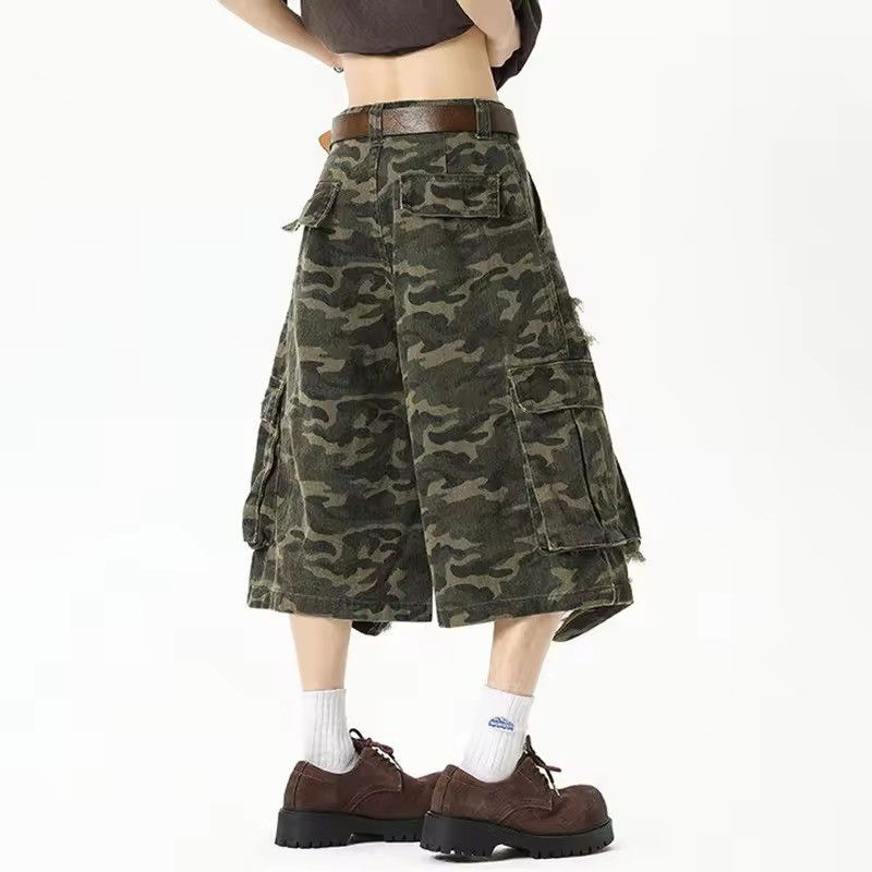 Japanese Brand × Jean Worn-out Side Pockets Camouflage Short Jean Size US 31 - 4 Thumbnail