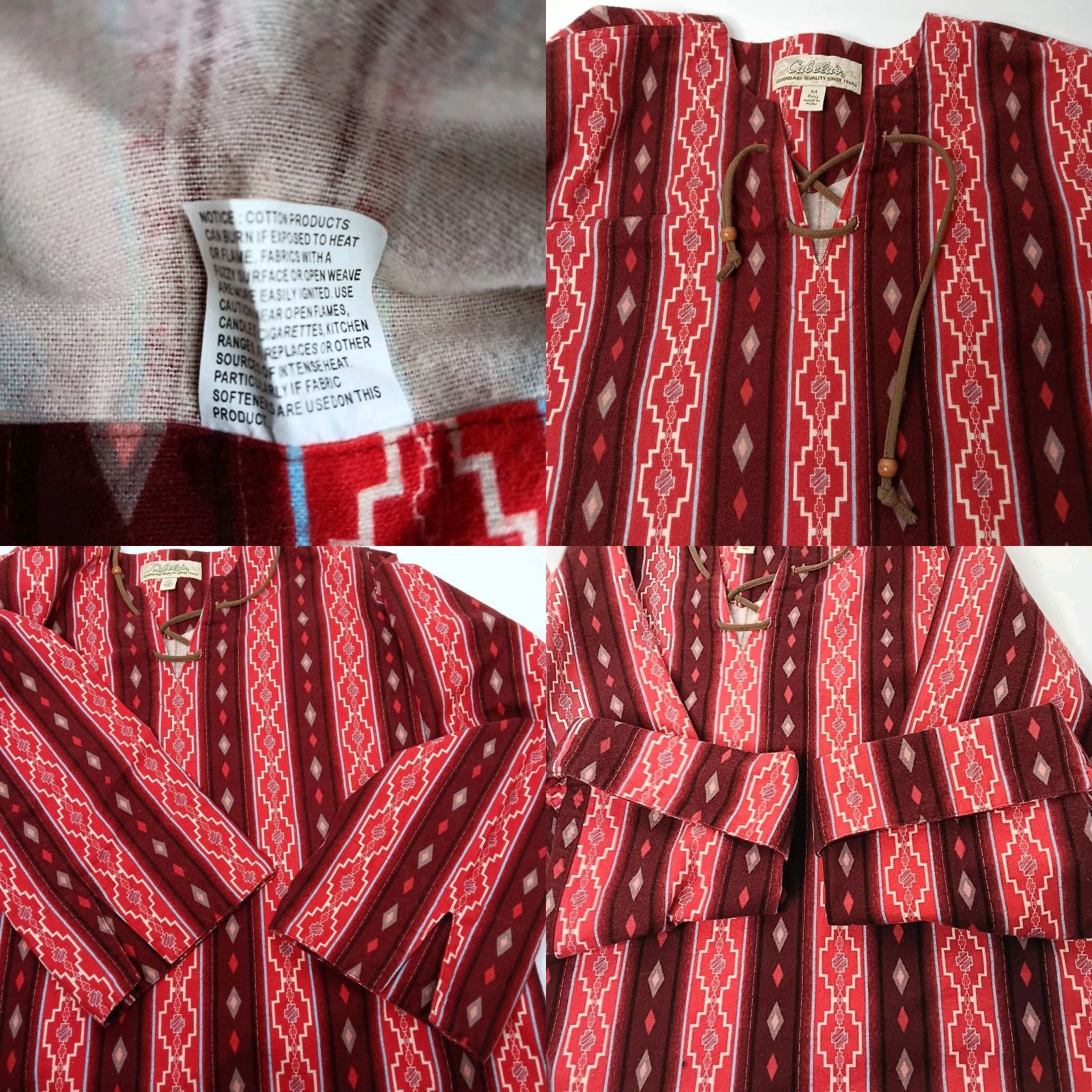 Vintage VINTAGE Cabela's Womens M Flannel Shirt Red Southwest Aztec Lace Up Long Sleeve Mens? Womens? Size M / US 6-8 / IT 42-44 - 8 Thumbnail