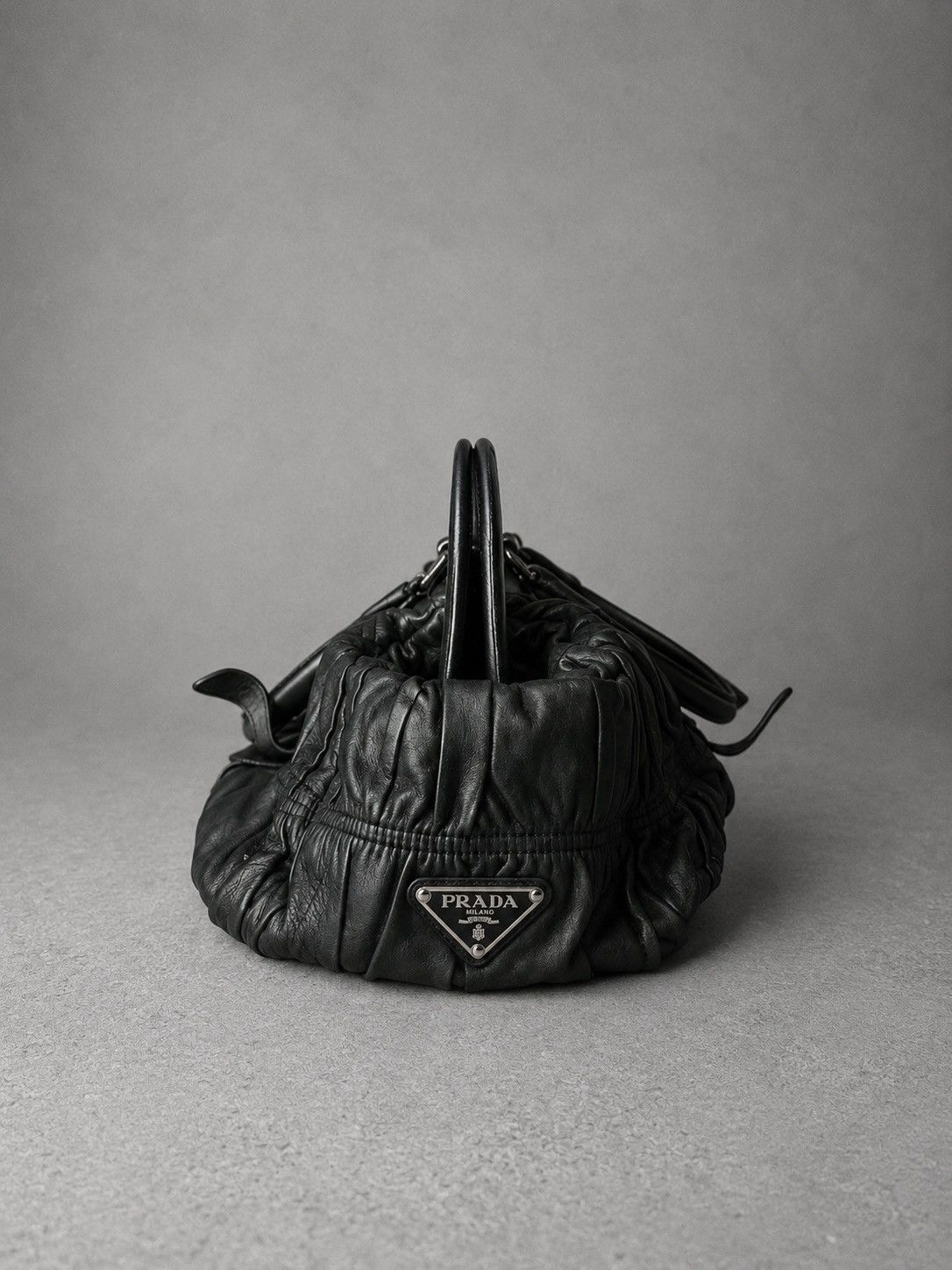 Prada PRADA GATHERED LEATHER HANDLE BAG Size ONE SIZE - 3 Thumbnail