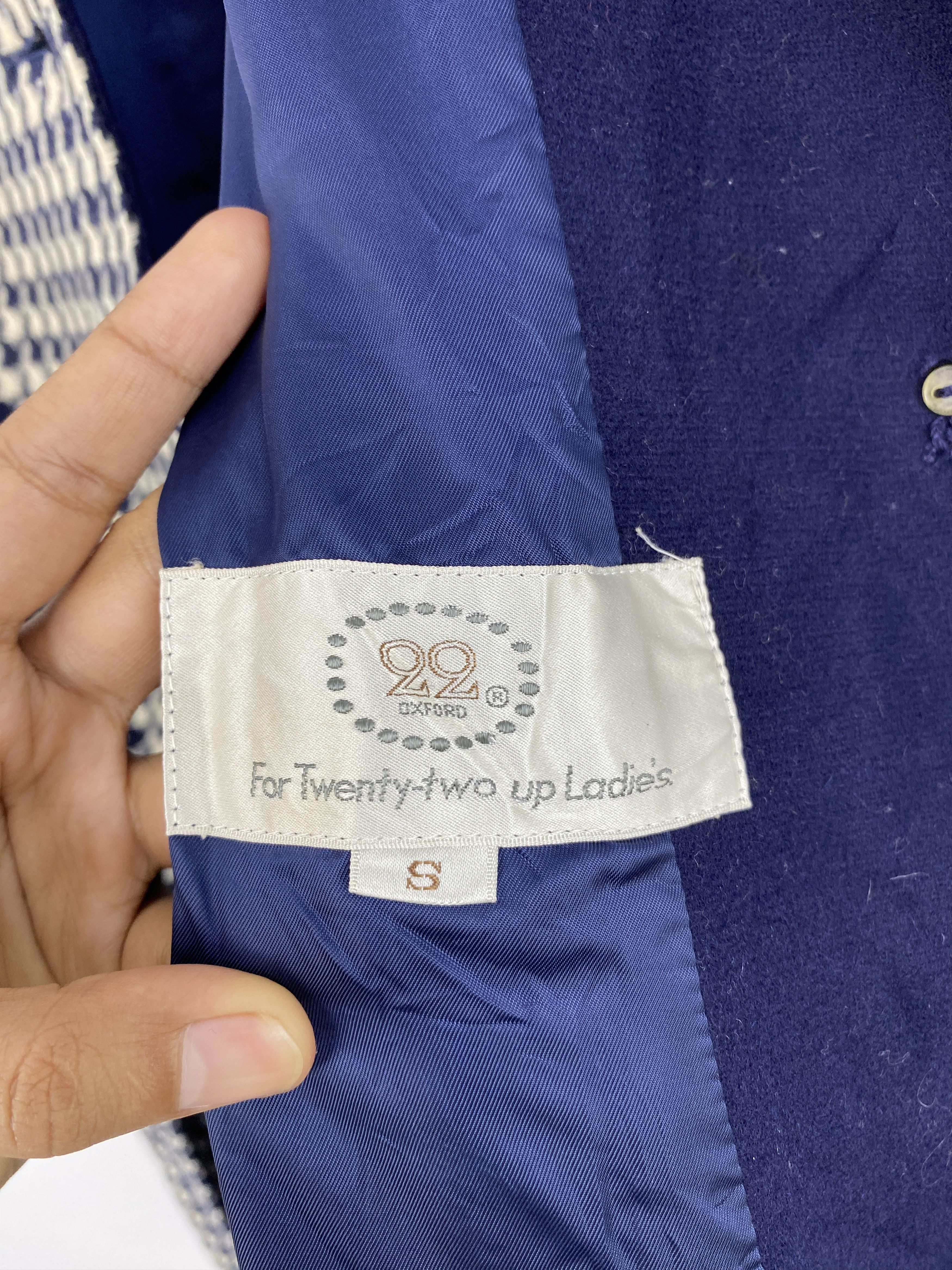 Japanese Brand Vintage Twenty Two Up Ladies Belted Blue White Coat JA0064 Size S / US 4 / IT 40 - 5 Thumbnail