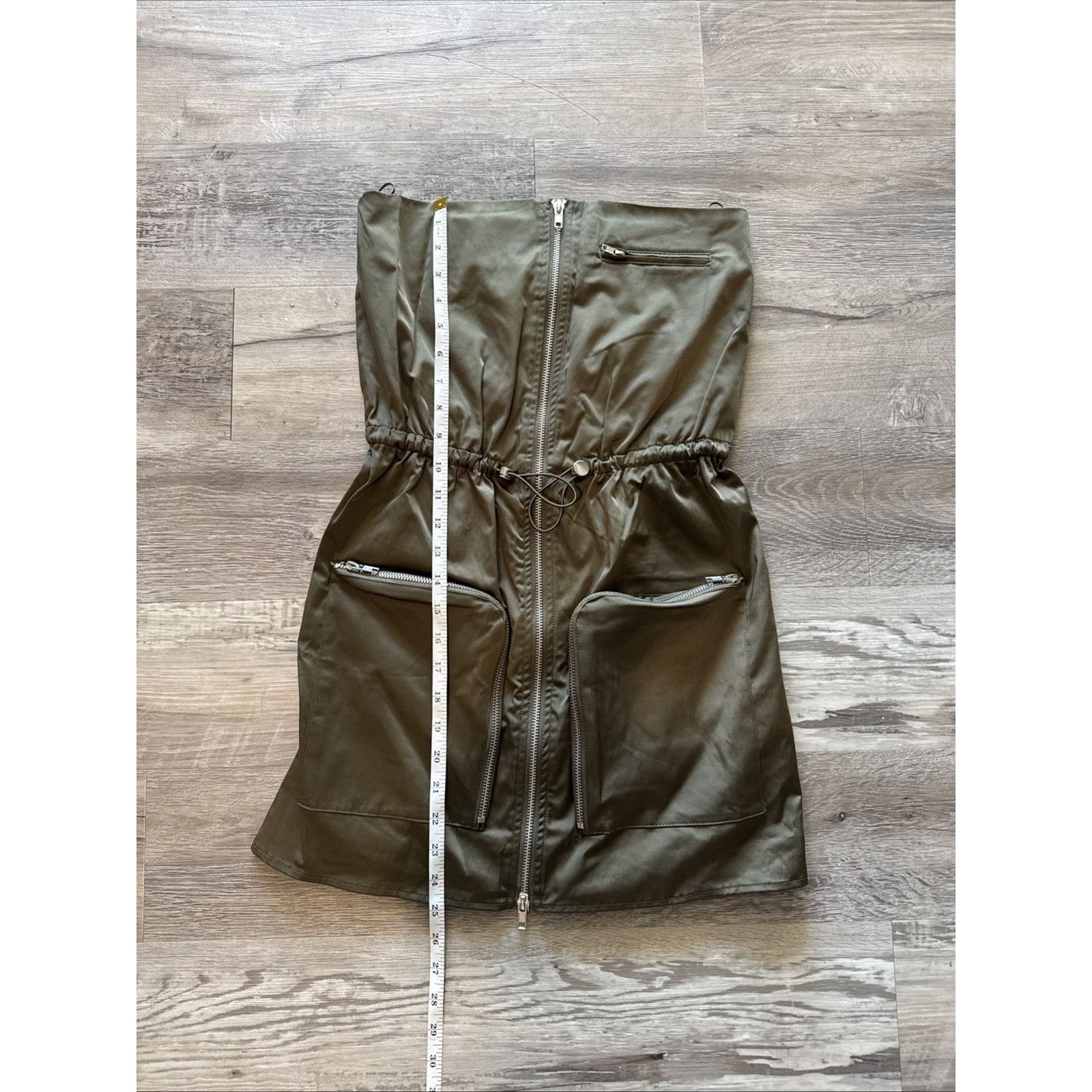 Zara NWT Zara Size S Dark Khaki Strapless Dress Brand New Size S / US 4 / IT 40 - 1 Thumbnail