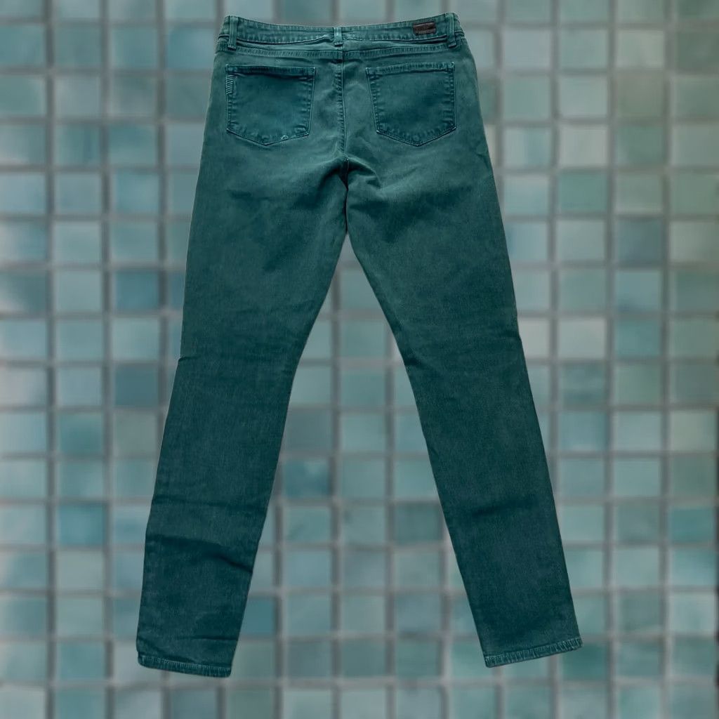 Paige Paige Jeans Womens 32x29 Green Hoxton Ultra Skinny Denim Logo Cotton Stretch Slim 5-Pocket Design Zipper Button Inseam 29 Size 24" / US 00 / IT 34 - 1 Thumbnail