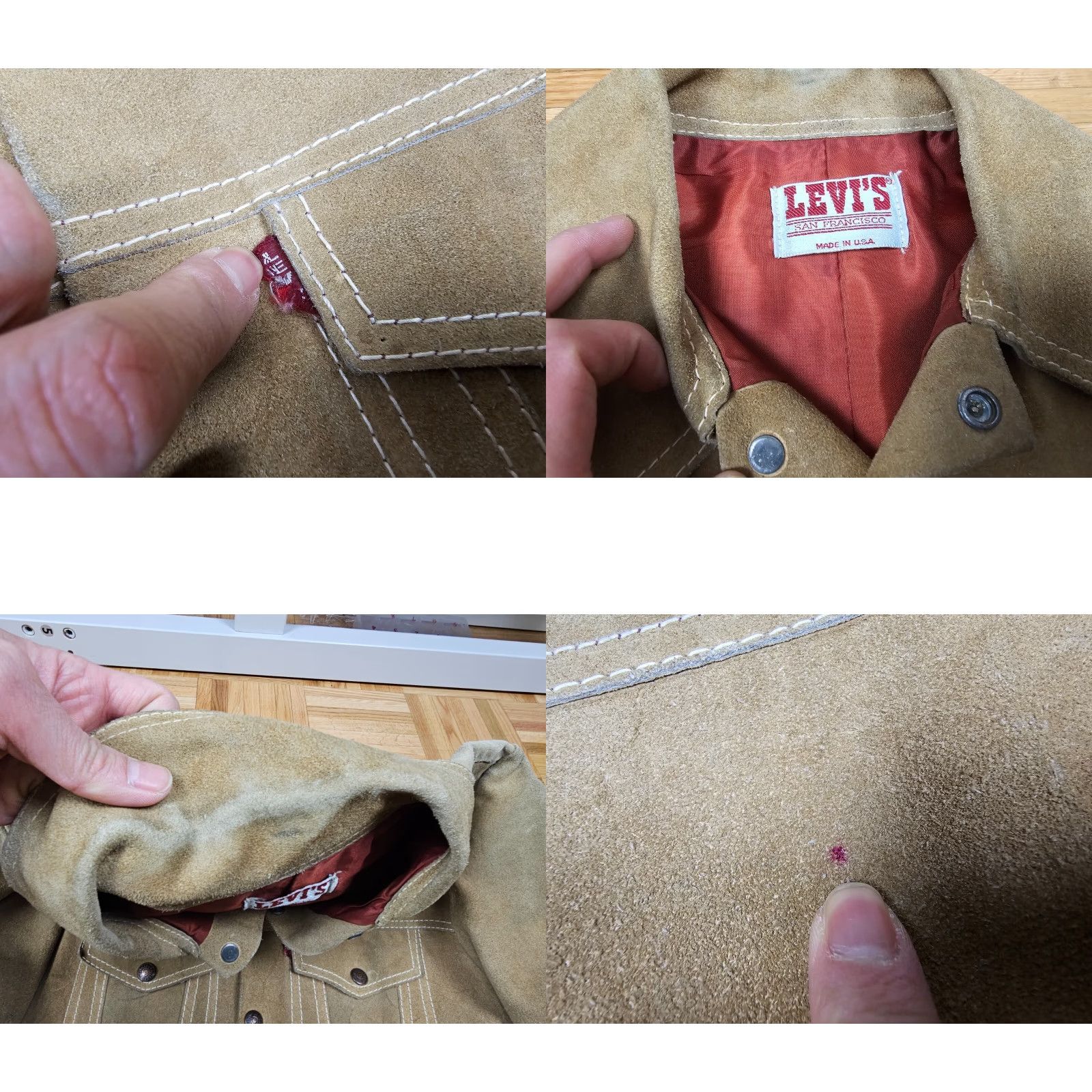 Levi's VINTAGE Levi's BIG E SUEDE LEATHER JACKET SHIRT SZ 38 Brown Men Leather, Suede 60's 18 INCH 20 INCH 23 INCH 23 INCH Mens Size US XXS / EU 40 - 8 Thumbnail