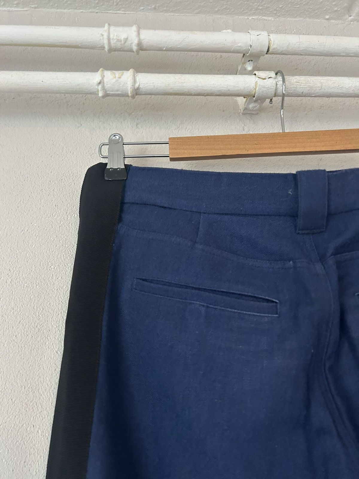 Haider Ackermann Blue Linen / Fleece Wool Blend Side Stripe Pants Size US 34 / EU 50 - 9 Thumbnail