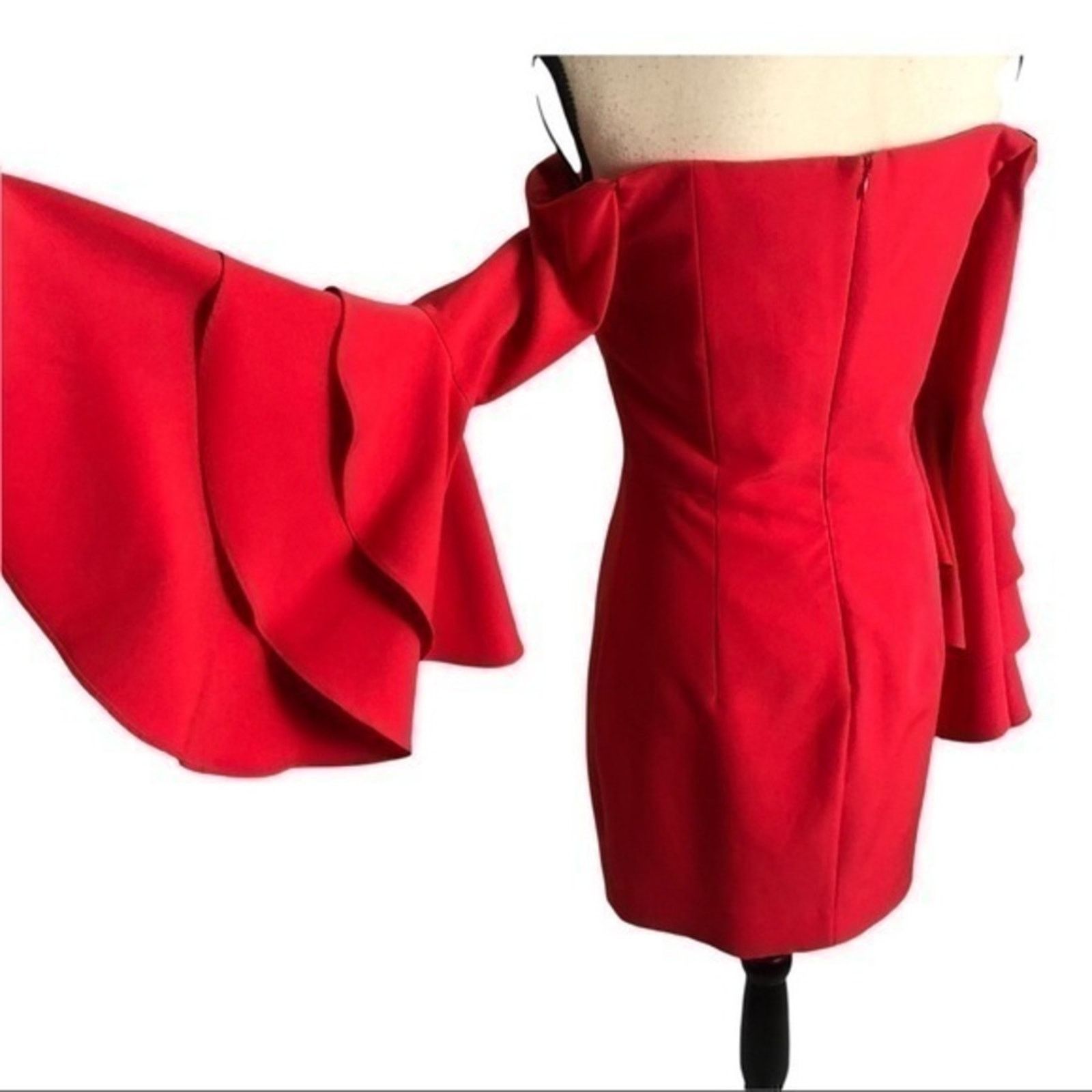 Milly Double Ruffle Selena Mini Cherry Red Dress Size 4