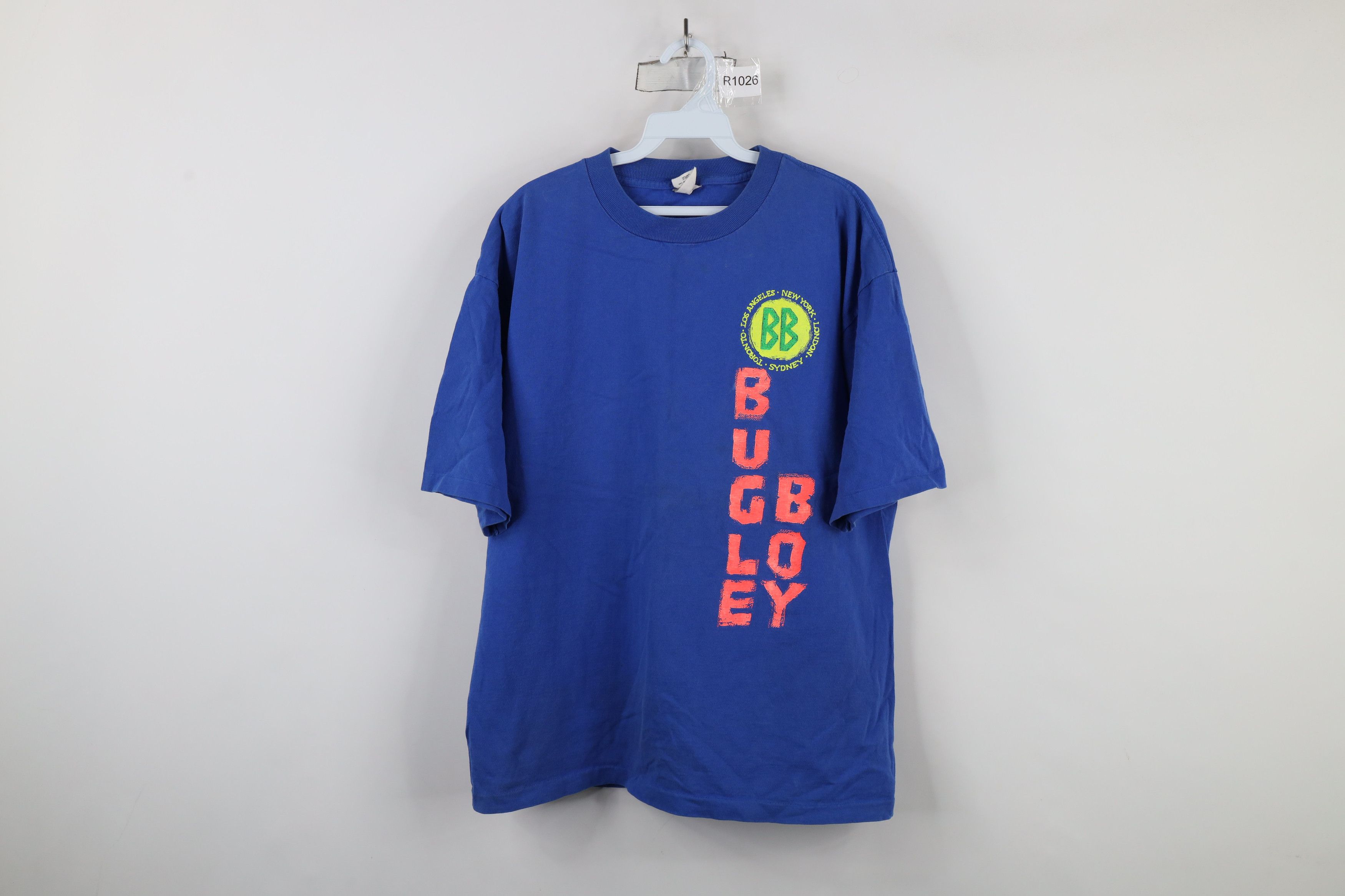 Vintage Vintage 90s Bugle Boy Spell Neon Surfing T-Shirt Blue USA Size US L / EU 52-54 / 3 - 1 Thumbnail