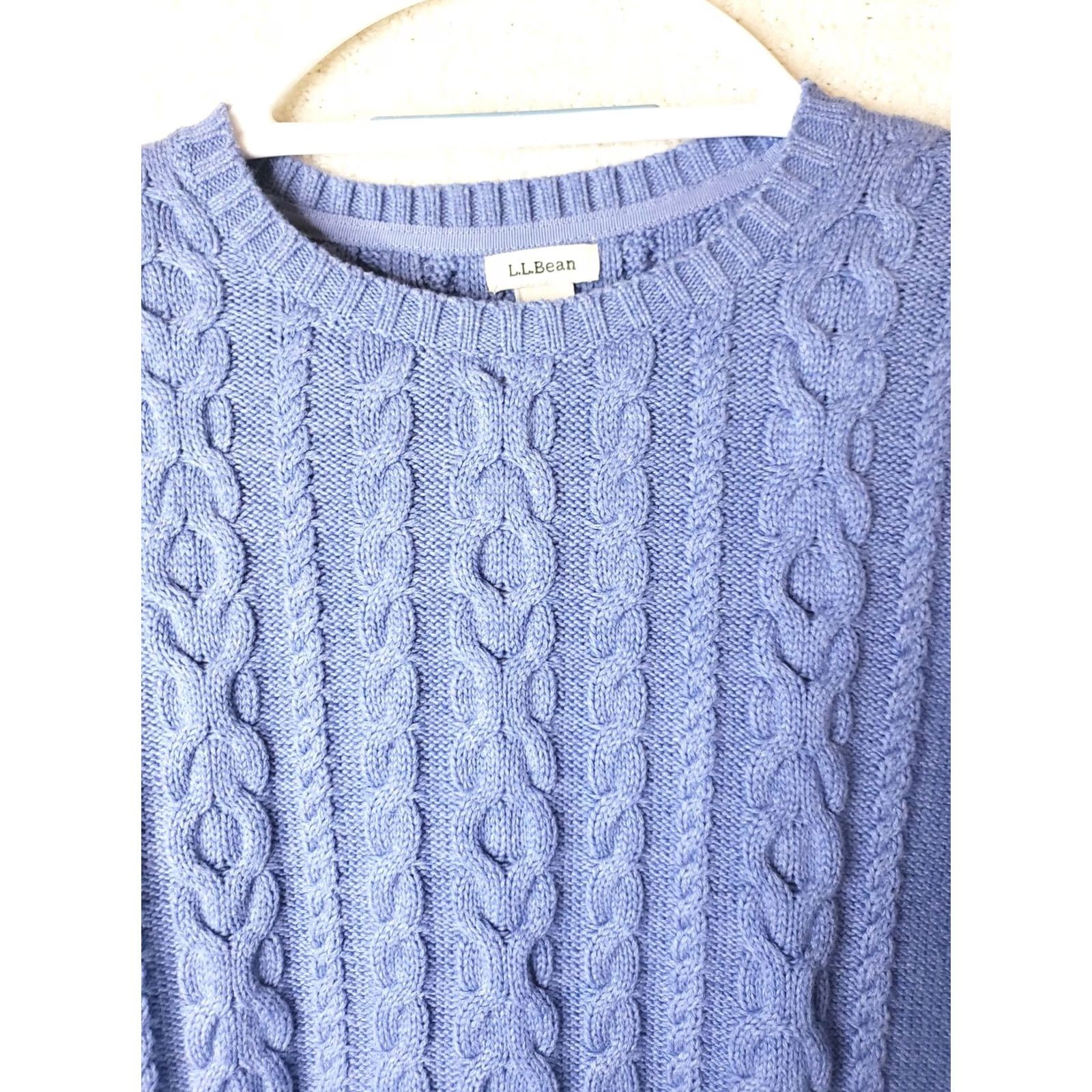 Vintage L.L. Bean Sweater Womens Medium Blue Cable Knit Crew Neck Pullover Casual Cotton Women Regular Knit Pullover Cable Knit Bleue? Size M / US 6-8 / IT 42-44 - 4 Thumbnail